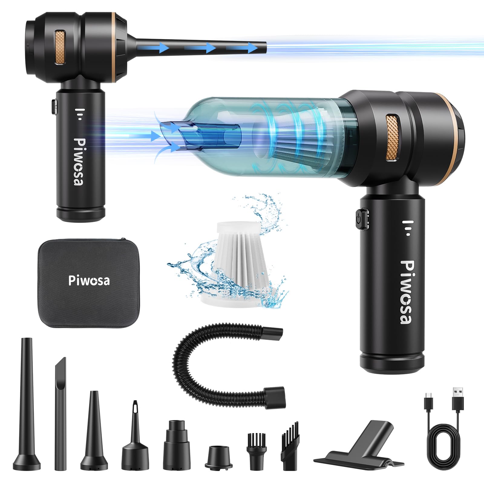 Handheld Vacuum Cordless, Car Vacuum Cleaner With Brushless Motor, Strong Suction Vacuum & Compressed Air Dusters With Led Light