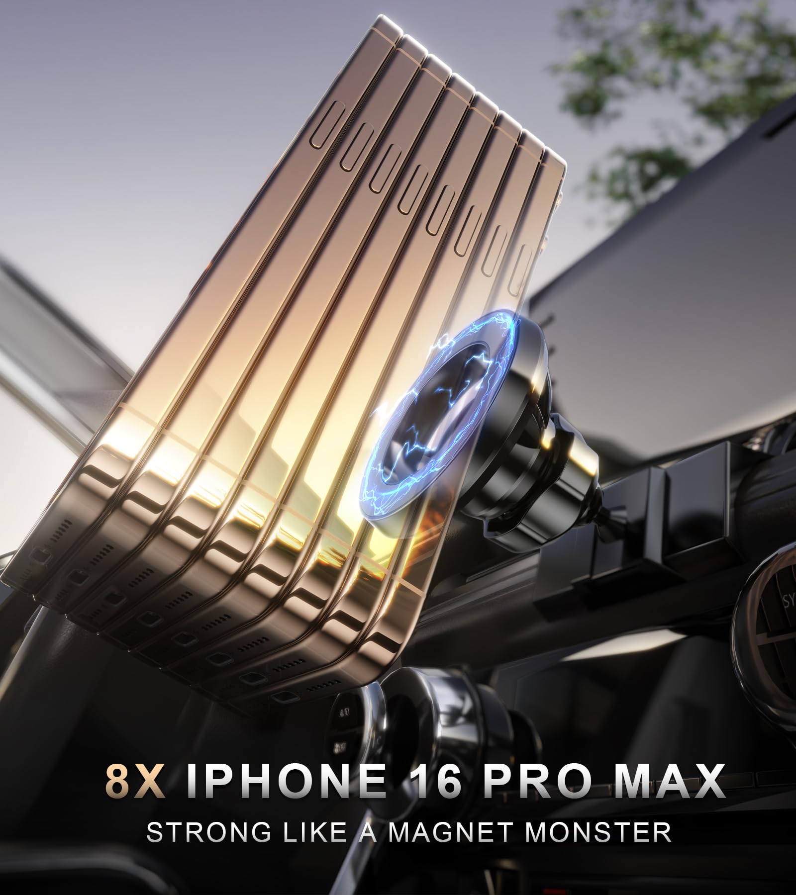 JDHDL MagSafe Car Mount for Toyota RAV4 (2019-2025) - Gold, Compatible with iPhone 16/15/14 Pro Max, Not for RAV4 LE