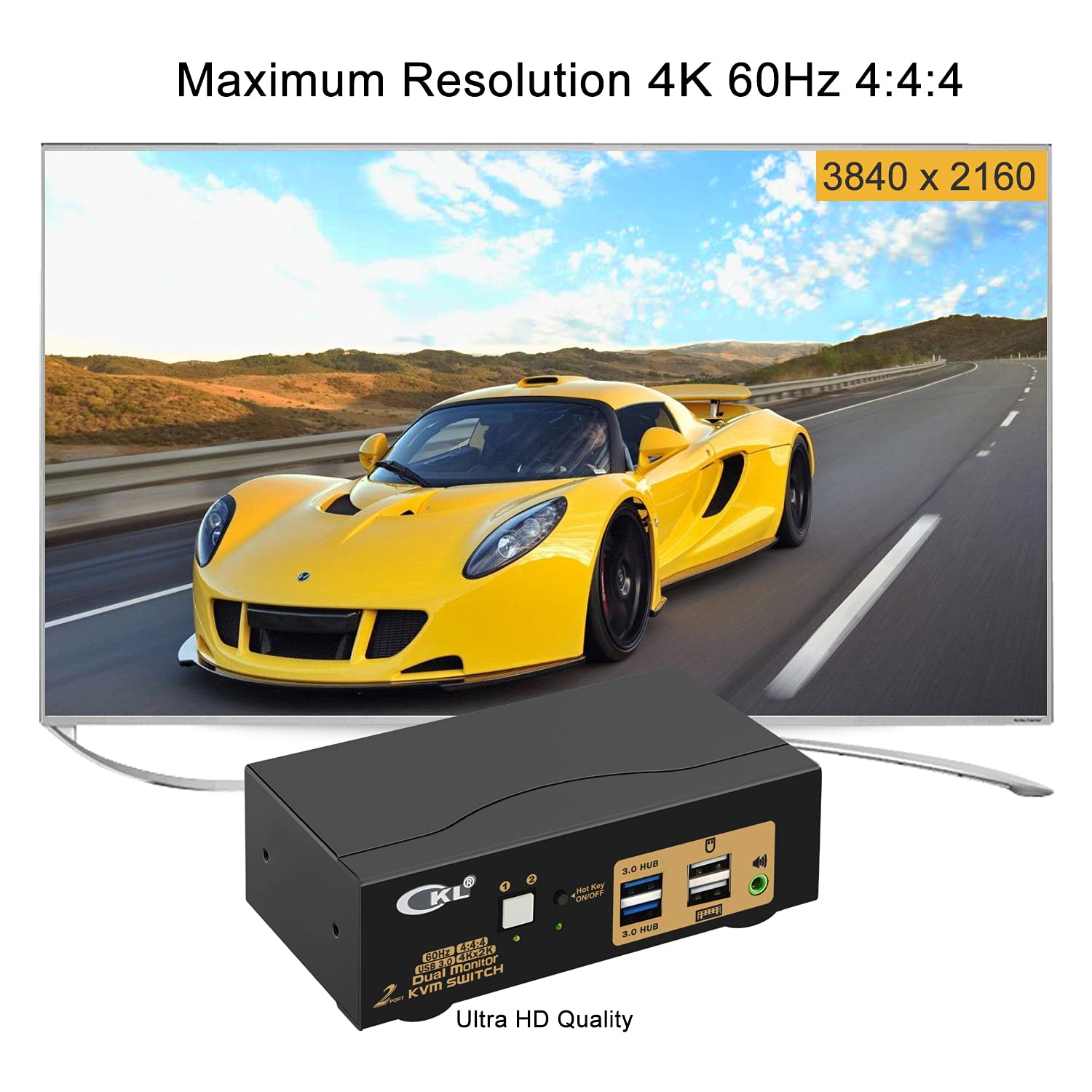 Ckl 2 Port Usb 3.0 Kvm Switch Dual Monitor Hdmi 4K 60Hz, Keyboard Video Mouse Peripherals Switcher For 2 Computers 2 Monitors Wi