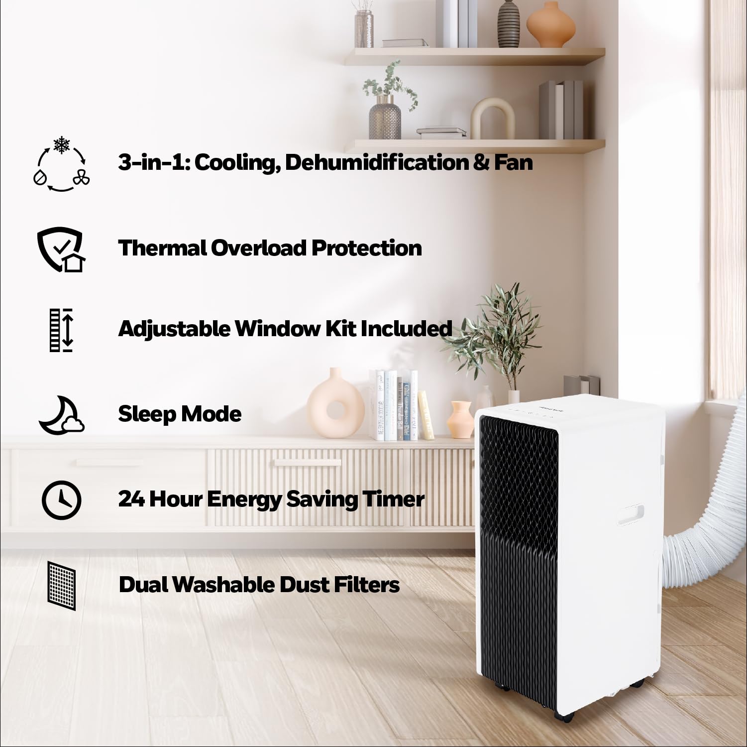 Honeywell 13,500 Btu Slim Portable Ac With Fan, Dehumidifier, Remote Control - Cools Up To 660 Sq. Ft., Hx4Cesawg0 (10,000 Btu S