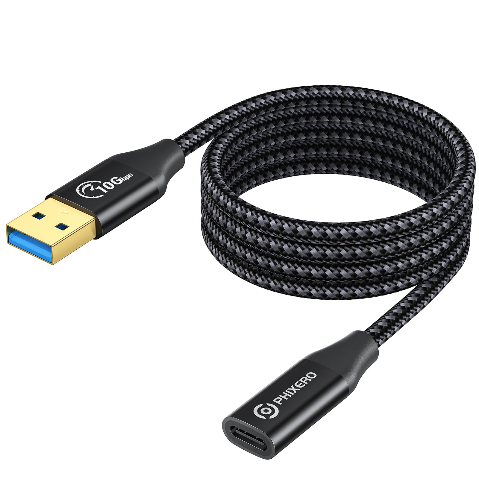 PHIXERO [10Gbps] USB C Female to USB Male Adapter 3.1 Gen 2 (3.3Ft), 3A Fast Charging USB A to USB C Adapter with 10Gbps Data Tr