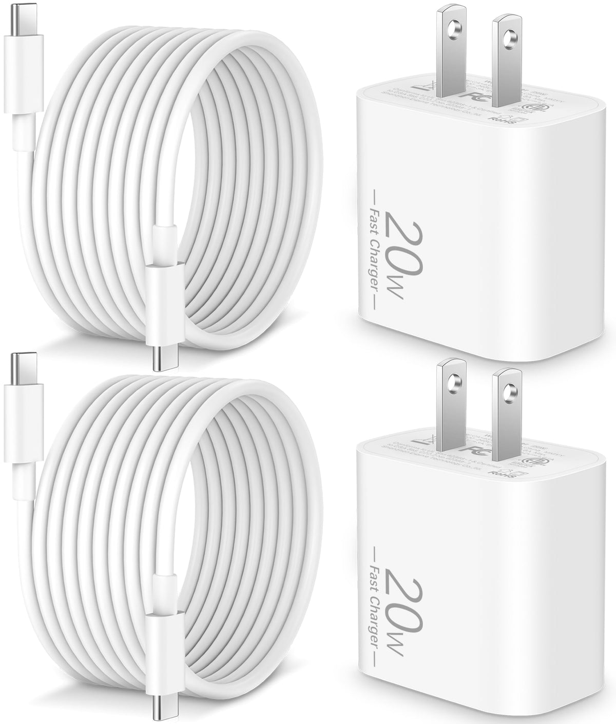 Usb C Charger For Iphone 15/15 Plus/Pro Max, Ipad Pro 12.9/11 Inch, Ipad Air 5Th/4Th, Ipad 10Th, 2Pack Pd Fast Charger Block Wit