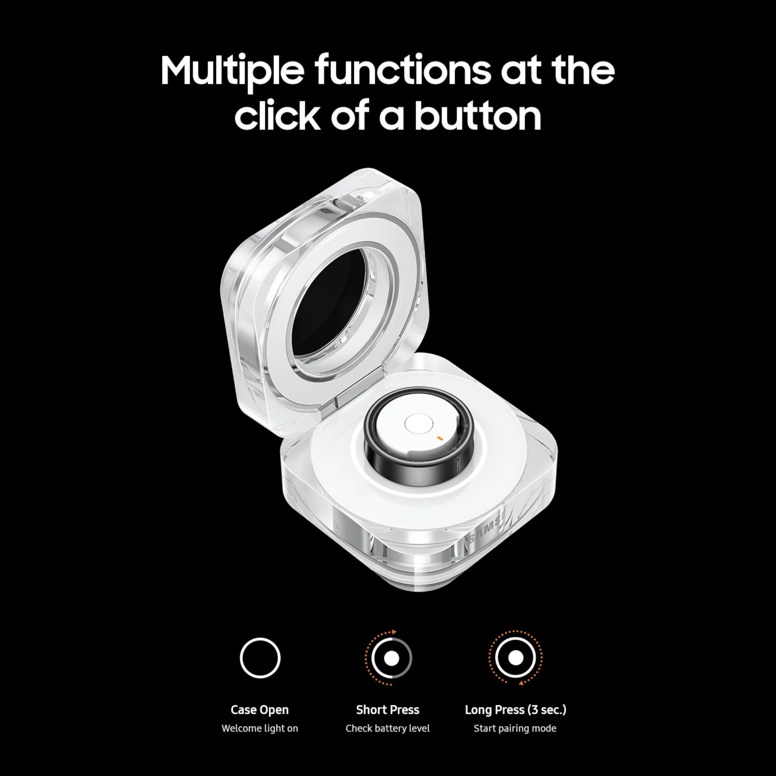 Samsung Galaxy Ring Charging Cradle Portable Charger For Fitness Ring, Crystal-Clear Case, Protective Cover, 3A Cable Included,