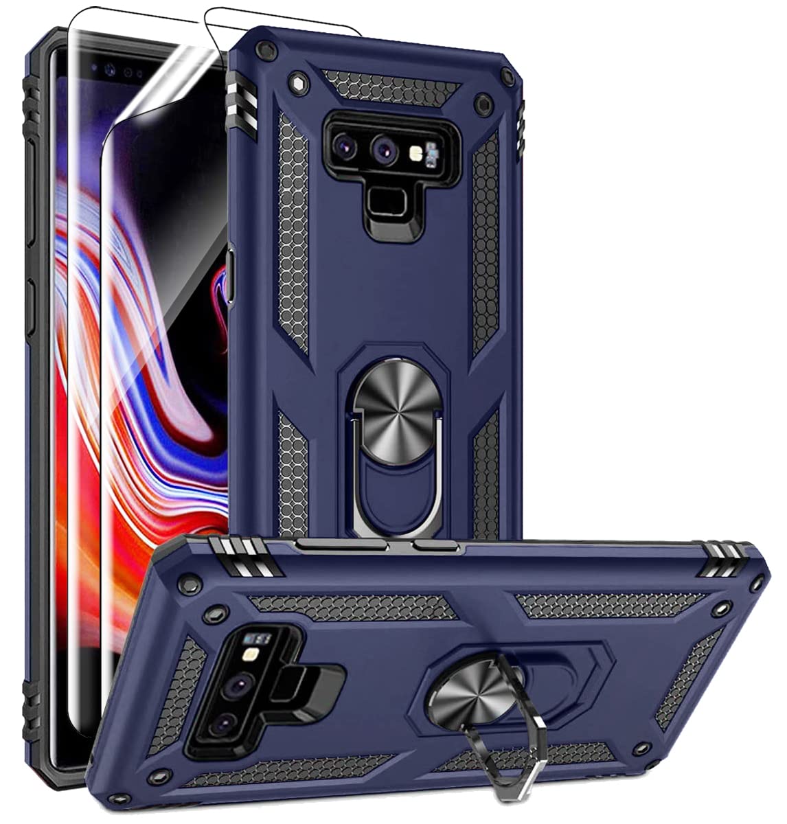 Samsung Note 9 Phone Case, Galaxy Note 9 Case With 3D Pet Screen Protector, Androgate Military Grade Ring Holder Kickstand Car M