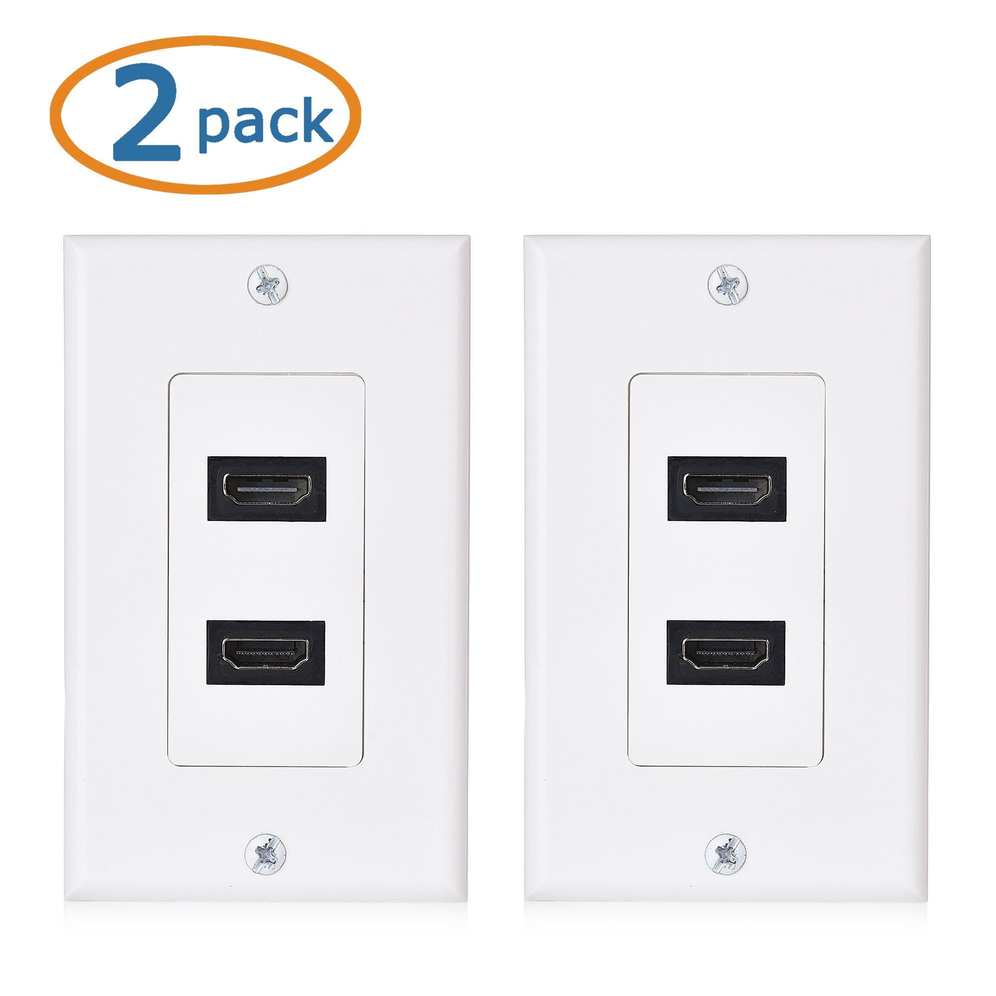 Cable Matters 2 Pack 2 Port HDMI Wall Plate in White (4K UHD, ARC, and Ethernet pass thru support)