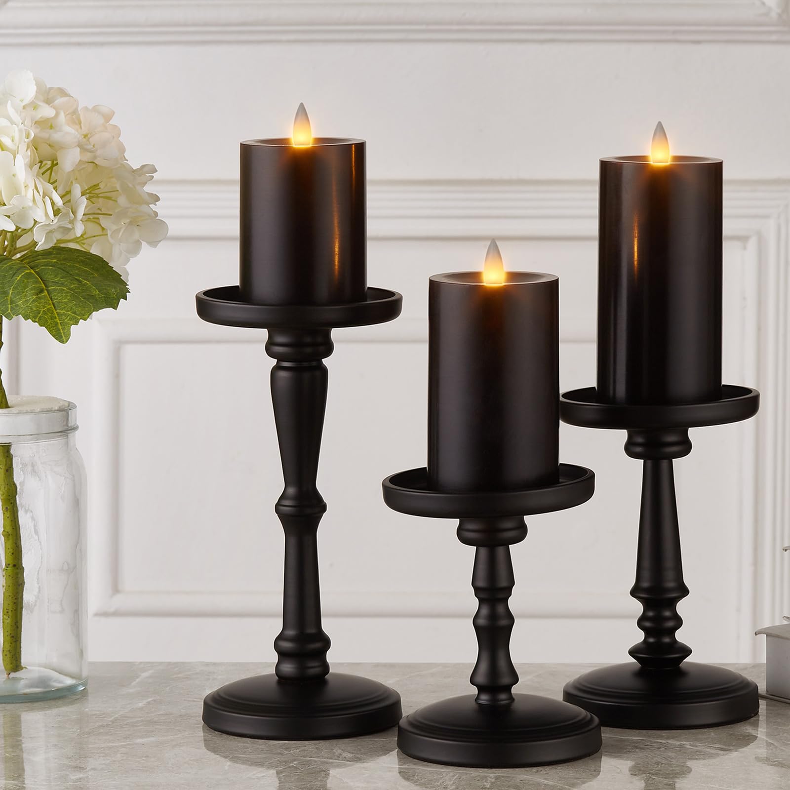 Cozierglow Flameless Pillar Candles Flickering With Remote Timer, Battery Operated Led Candles Up To 400 Hours, 3D Moving Flame