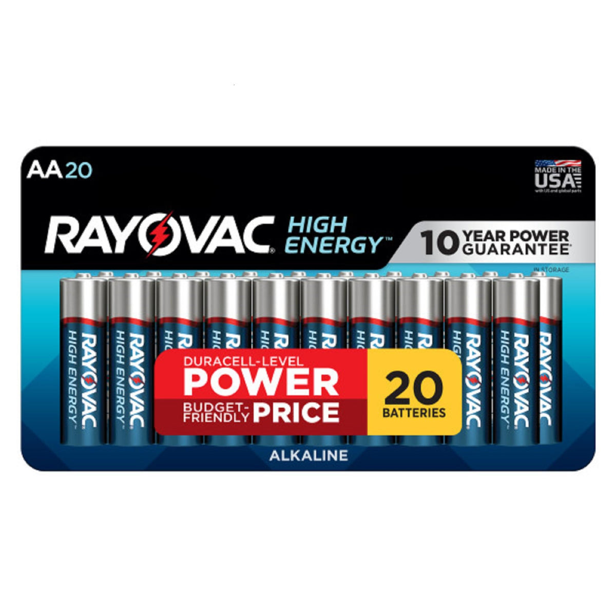 Rayovac High Energy Aa Batteries (20 Pack), Double A Alkaline Batteries