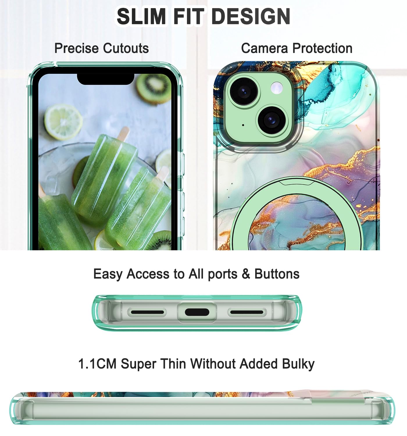 Lamcase For Iphone 13 Case,Iphone 14 Case With Magnetic Invisible Ring Stand [Compatible With Magsafe], Full Body Rugged Slim Wo