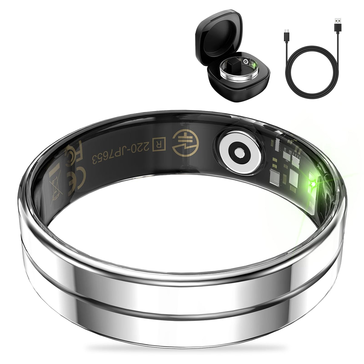 Hittopss Smart Ring, Ultra Thin Fitness Tracking Smart Ring With Calories/Heart Rate/Blood Oxygen/Sleep Monitoring, 5Atm Waterpr