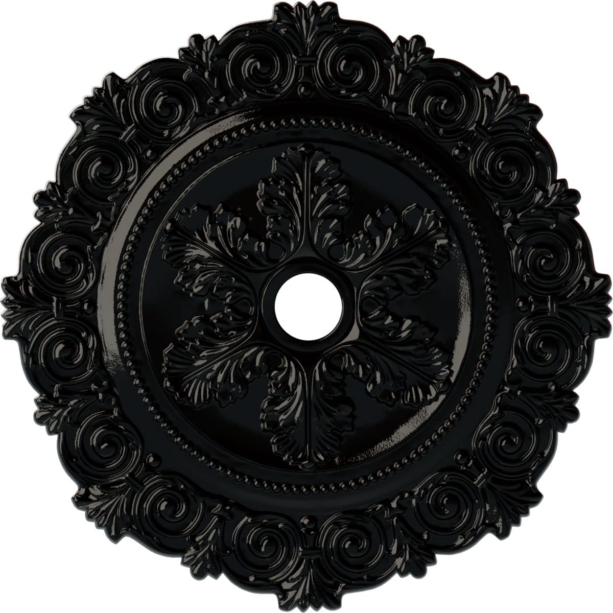 Ekena Millwork Scroll Medallion Ceiling Medallion, Black/Pearl