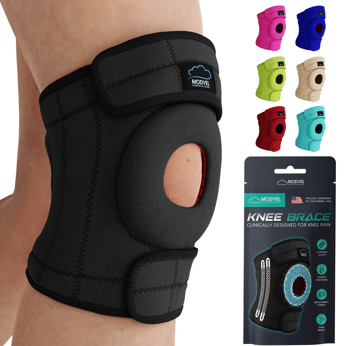Modvel Elite Knee Brace With Side Stabilizers  Patella Gel Pads For Maximum Knee Pain Support And Fast Recovery For Men And Wome
