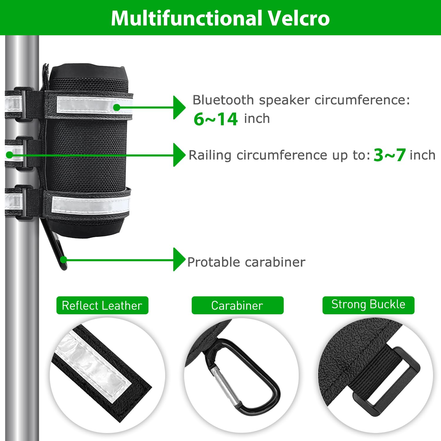 Neasroe Portable Speaker Mount For Bike, Motorcycle, Boat, Utv, Atv, Reflective Long Speakers Holder Strap Fits For Jbl Charge 4