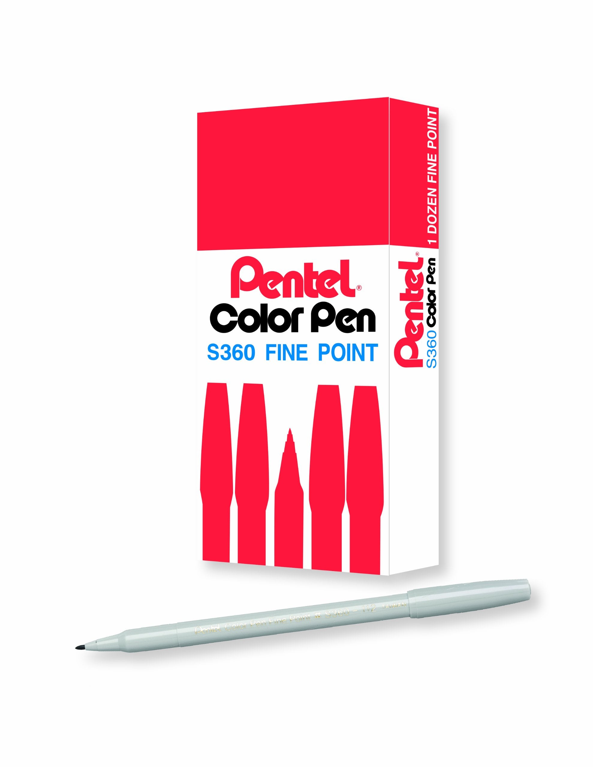 Pentel Arts Color Pen, Light Gray, Box Of 12 (S360 112)