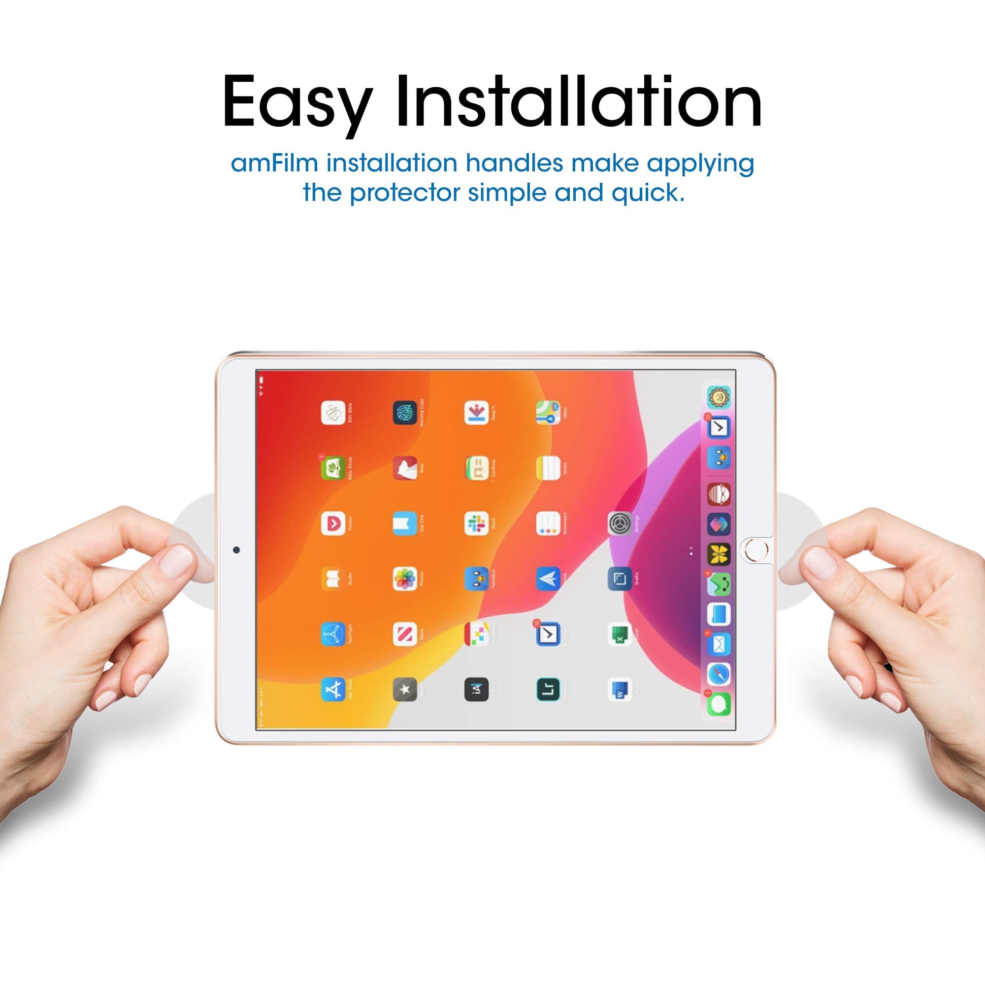 Amfilm Screen Protector For New Ipad 9 / Ipad 8 / Ipad 7, Apple Pencil Compatible, Tempered Glass, 2 Pack