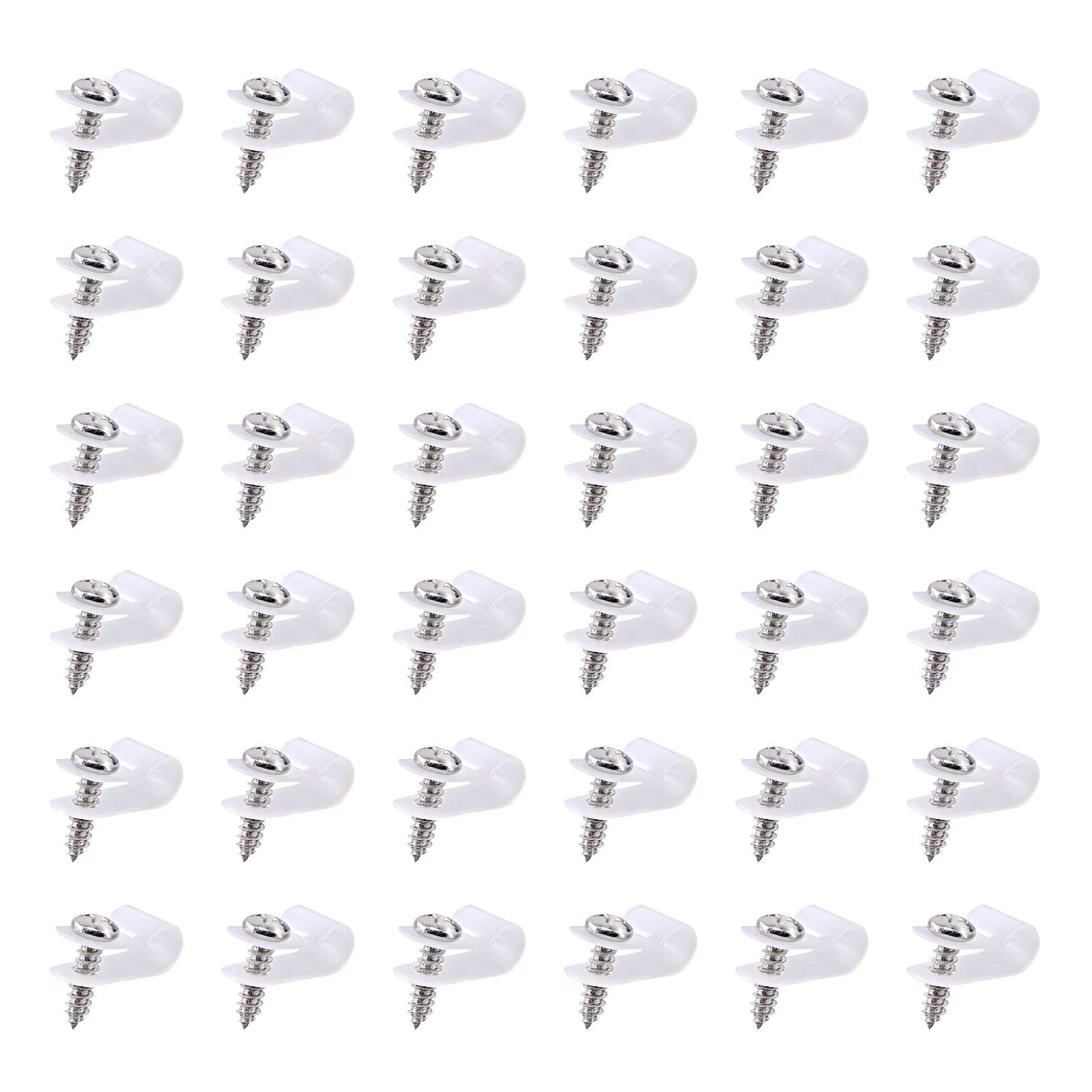 Swpeet 60 Pack White 1/4'' Nylon Plastic R Type Cable Clips Clamp Kit, Nylon Screw Mounting Cord Fastener Clips With 60 Pack Scr