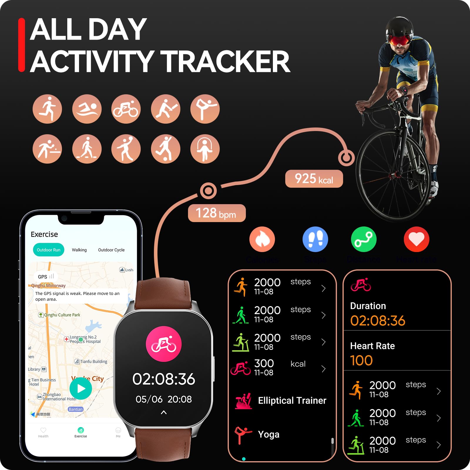 Anyloop Smart Watch For Men Women, 1.96'' Amoled Display, Fitness Watch(Answer/Make Call) With Heart Rate Sleep Spo2 Monitor,Ip6