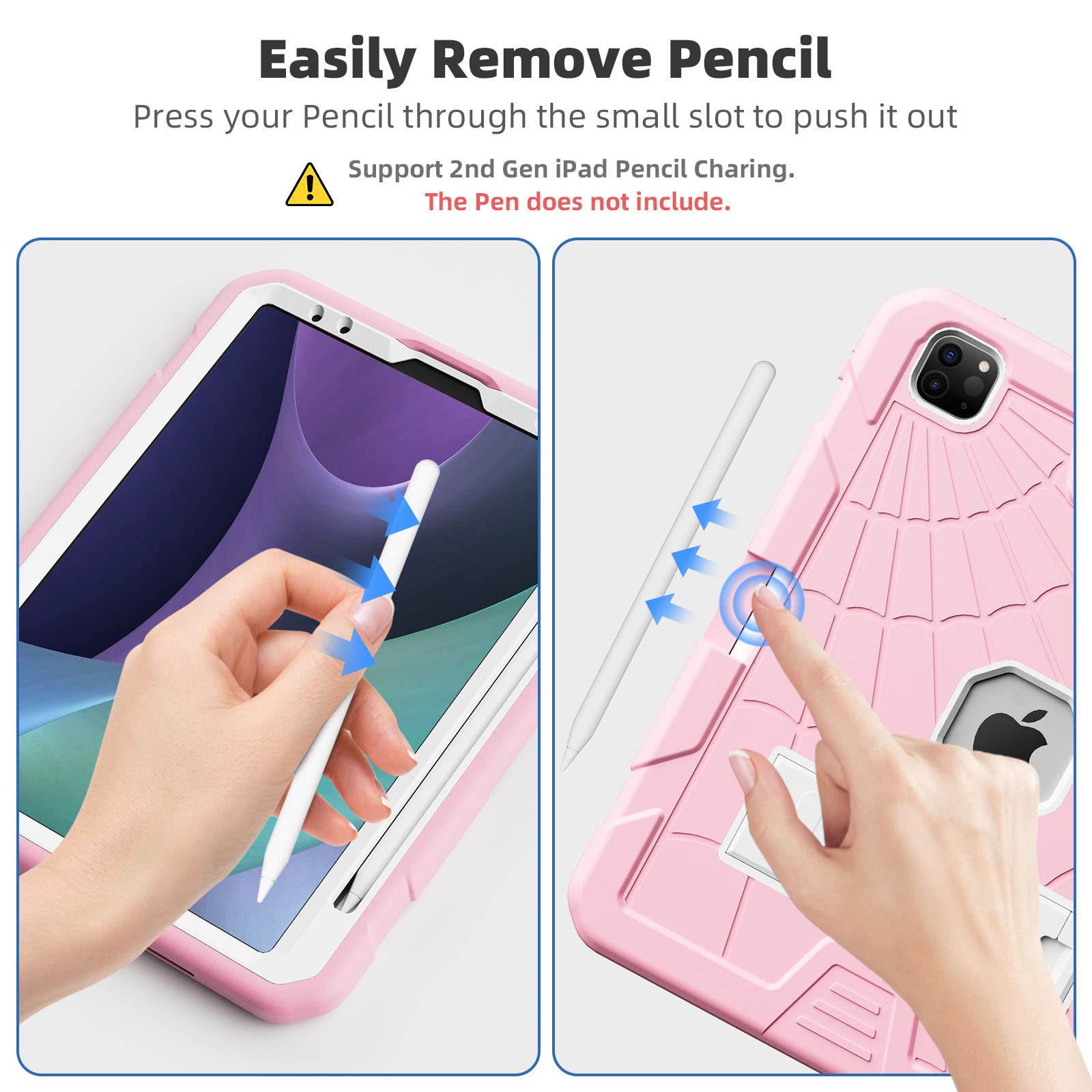 Tsqqst Case For Ipad Pro 11 Inch For Kids Girls With Screen Protector Pencil Holder | Rugged Shockproof Protective Case For Ipad