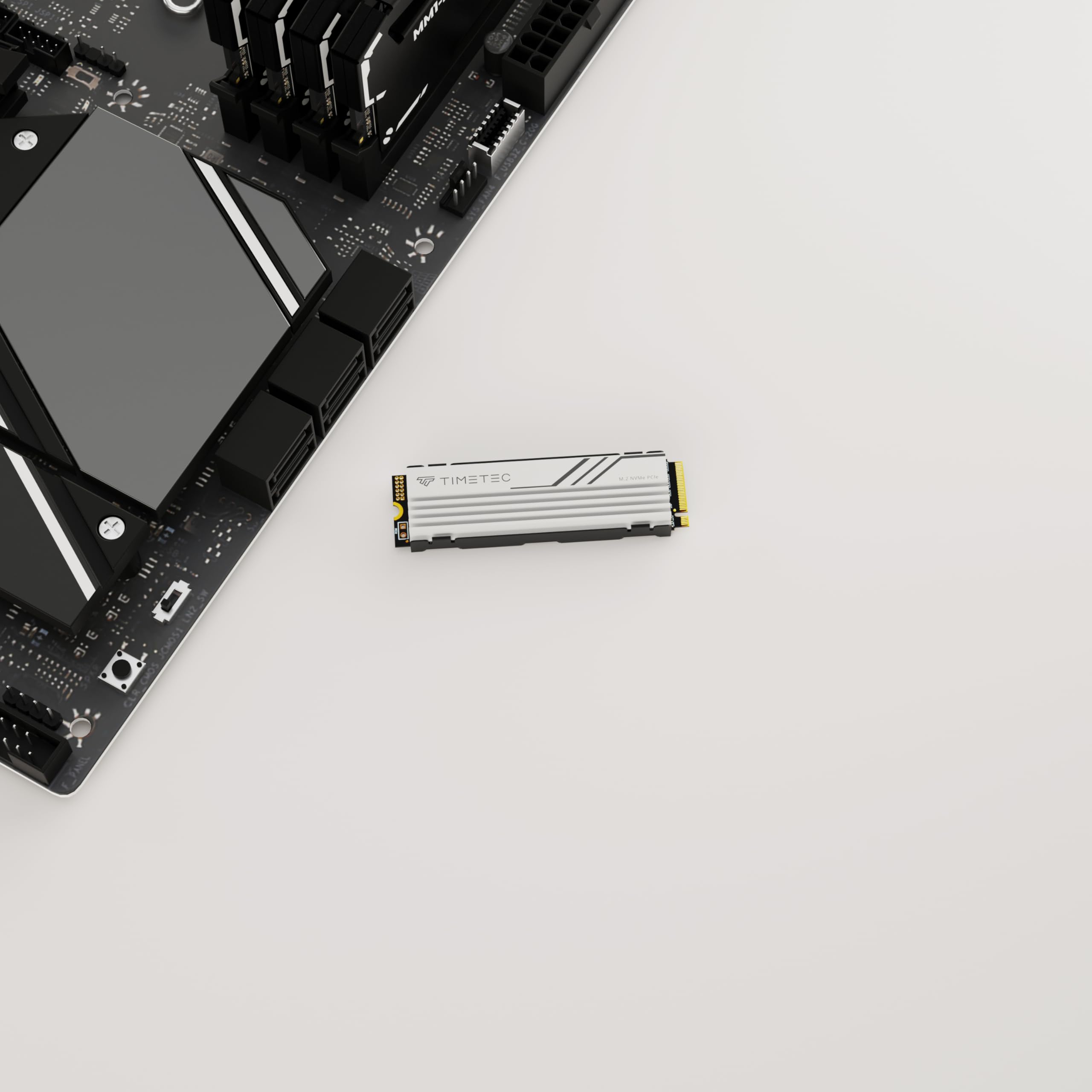 Timetec 2Tb Pcie 4.0 White Heatsink Gaming Ssd Nvme Phison E27T Pcie Gen4X4 M.2 2280 3D Nand Tlc Slc Cache Read/Write Speed Up T