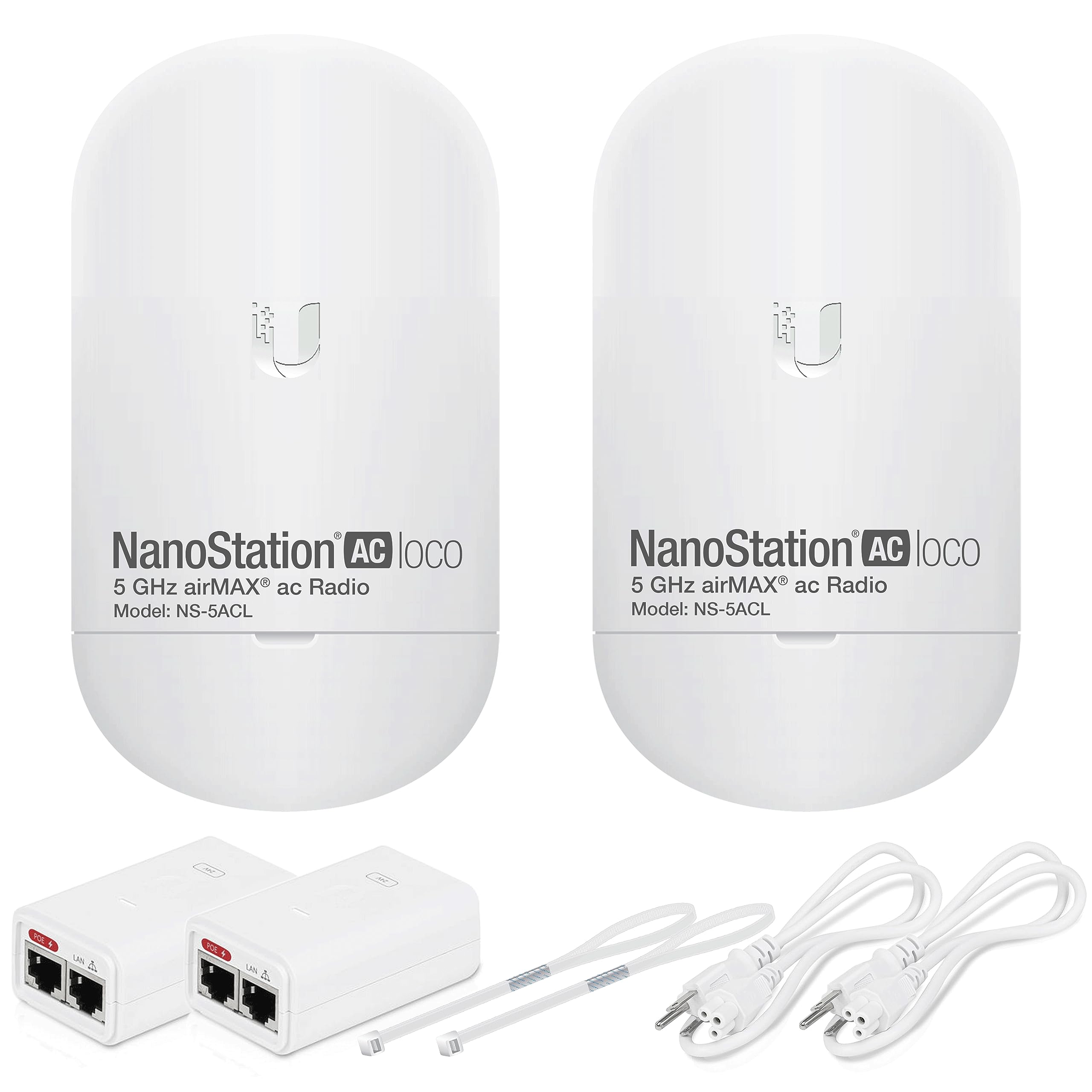 Wireless Bridge Ubiquiti Loco5Ac Pre Configured, Bundle Of 2 Ubiquiti Nanostation Loco 5Ac, Point To Point Outdoor Wifi Bridge,