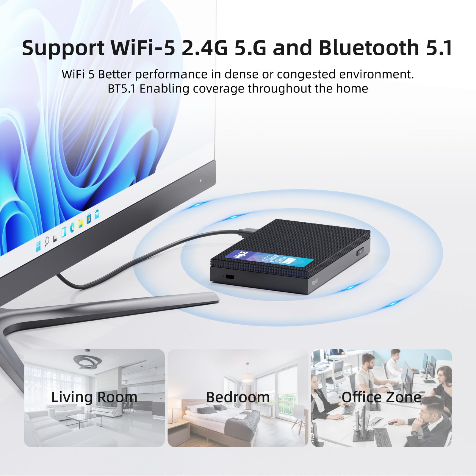 Mele Quieter3C Fanless Mini Pc N5105 8Gb 128Gb Small Desktop Computer Triple Display Dual Hdmi Micro Pc Wifi 5 Bt5.1 Ethernet Un
