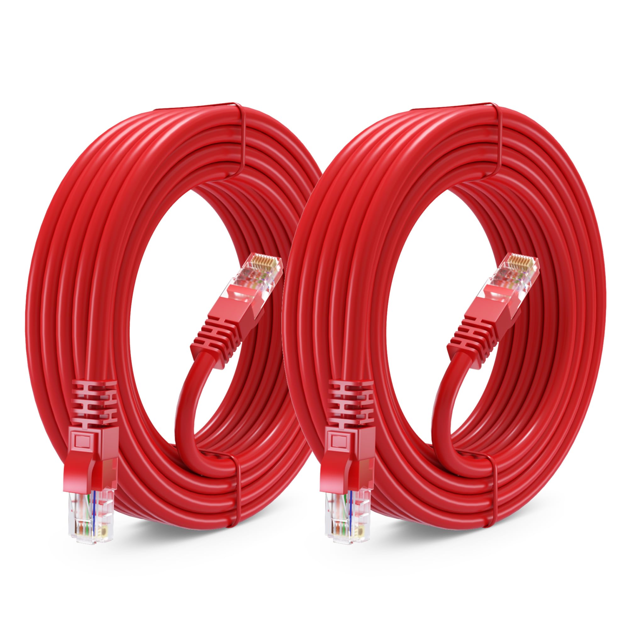 Maximm Cat 6 Ethernet Cable 20 Ft (2 Pack)   High Speed Lan Cable, Internet Cable, Patch Cable, And Network Cable   Utp, 10Gbps, 550Mhz Cat6 Cable   Red