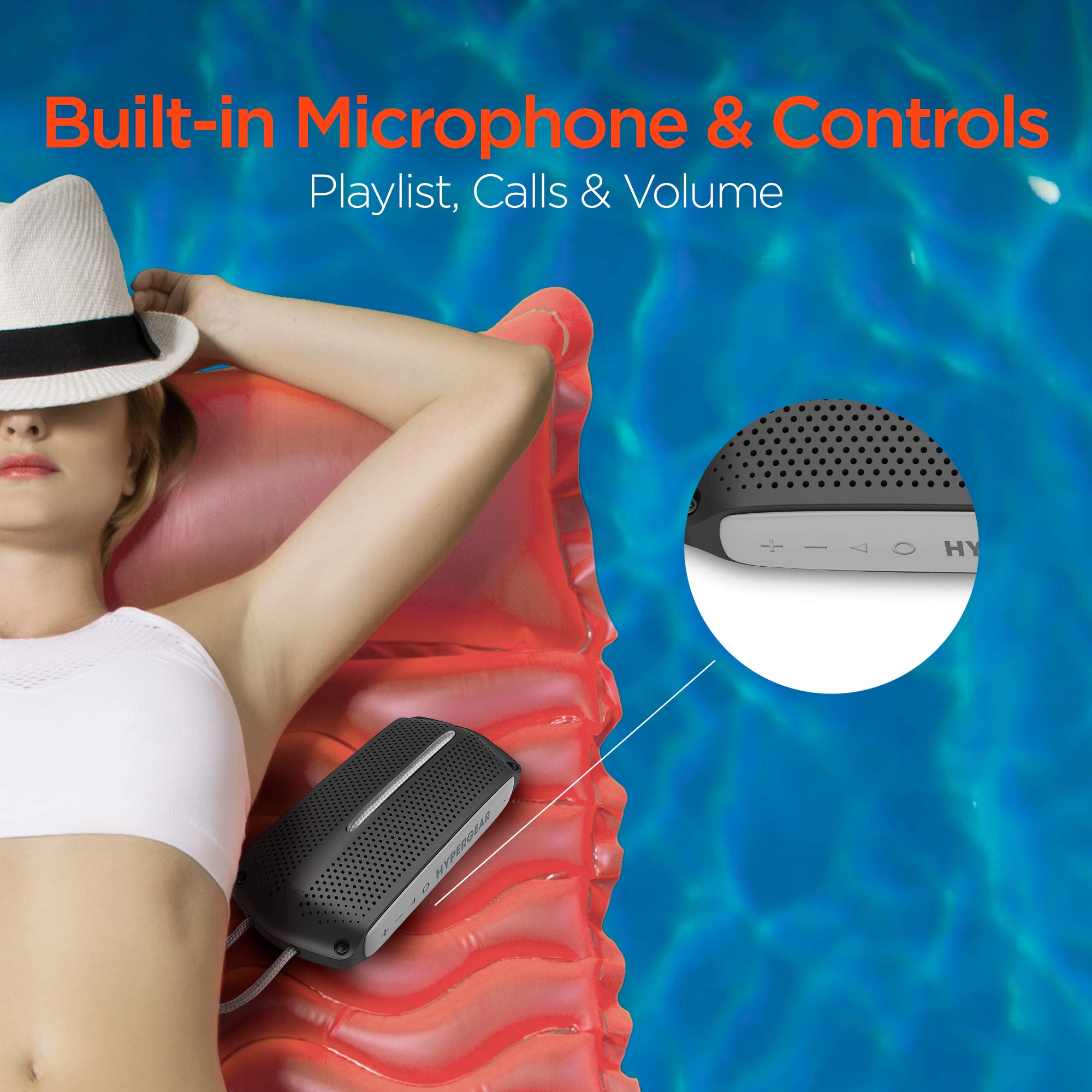 Hypergear Portable Wireless Bluetooth Speaker [Ipx4 Waterproof] Hd Stereo Sound Loud Speaker W/Built In Microphone & Controls, S