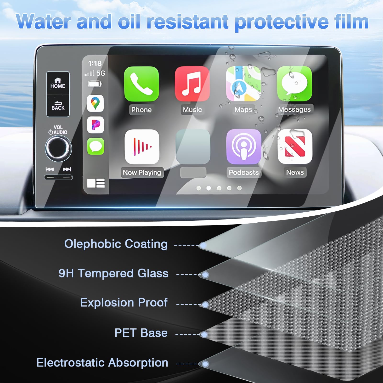 Sunsdrew 2Pcs Screen Protector For 2023 2024 Honda Pilot/Acura Integra 9 Inch Touch Screen Radio Display Protector 9H Tempered Glass Protective Film Anti Glare Pilot Accessories