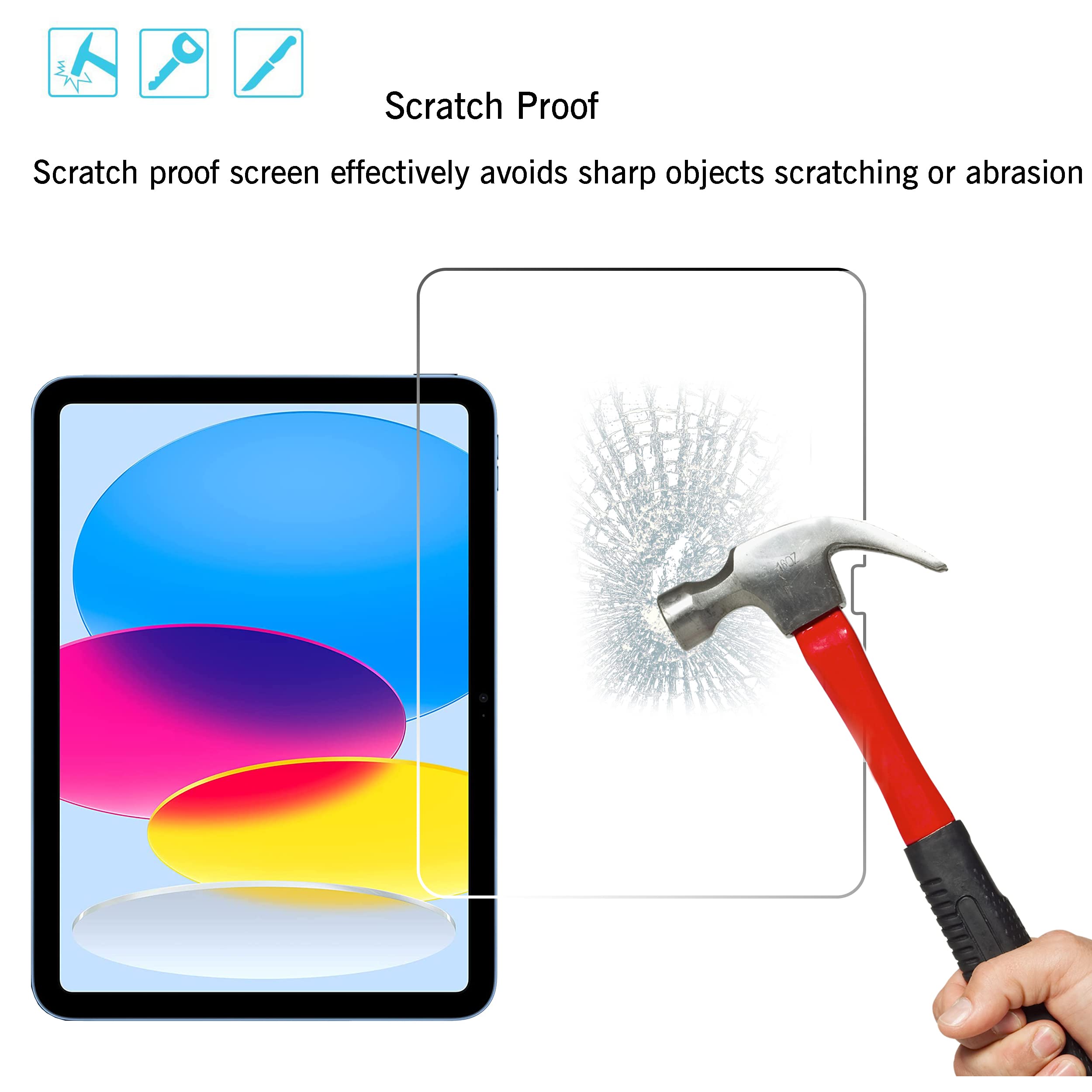 Ailun 2 Pack Screen Protector For Ipad 10Th Generation 10.9 Inch Display 2022 Tempered Glass [Face Id & Apple Pencil Compatible]