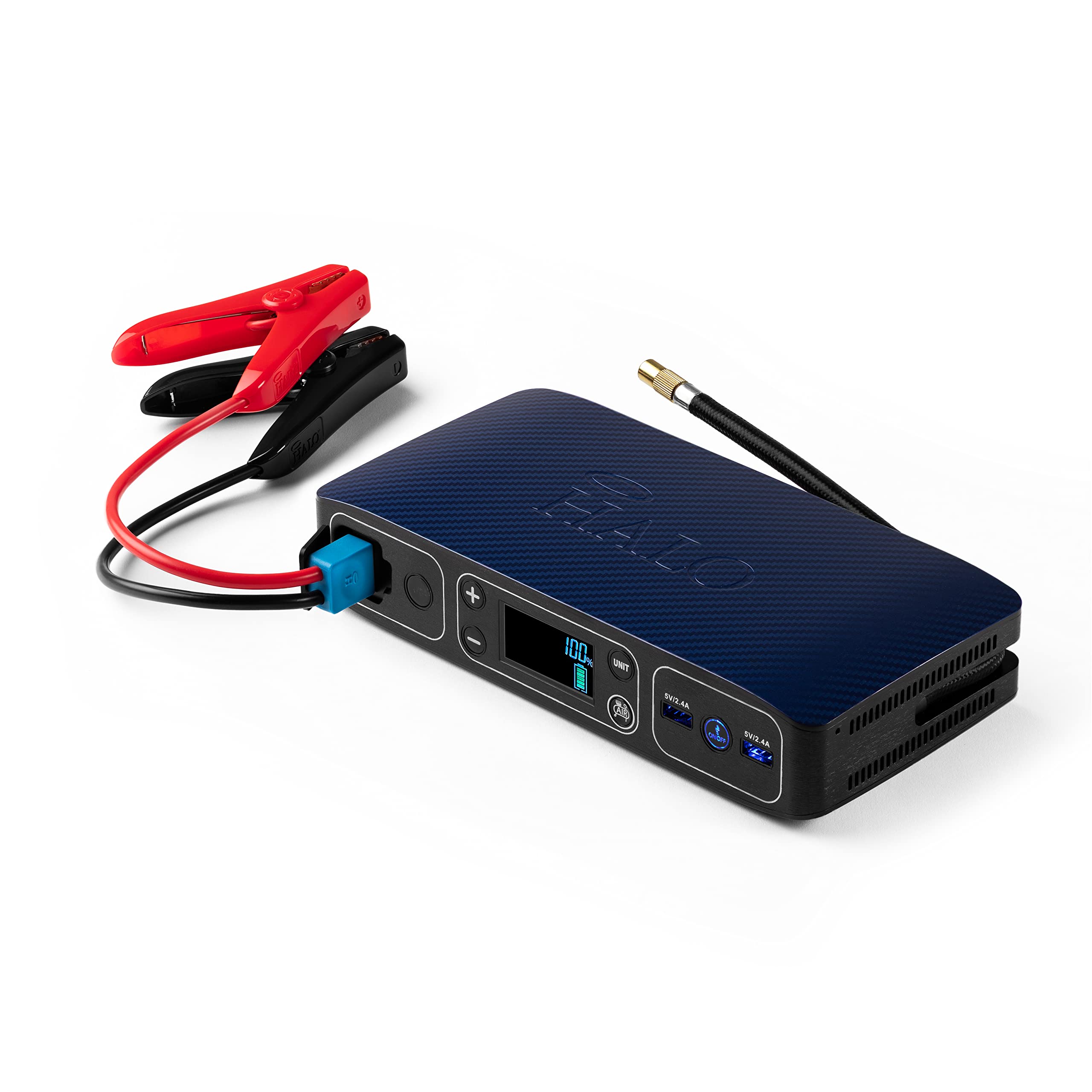 Halo Automotive Bolt Air 58830 Mwh Portable Emergency Power Kit With Tire Pump, 4 Interchangeable Nozzles, Extra Accessory Kit,