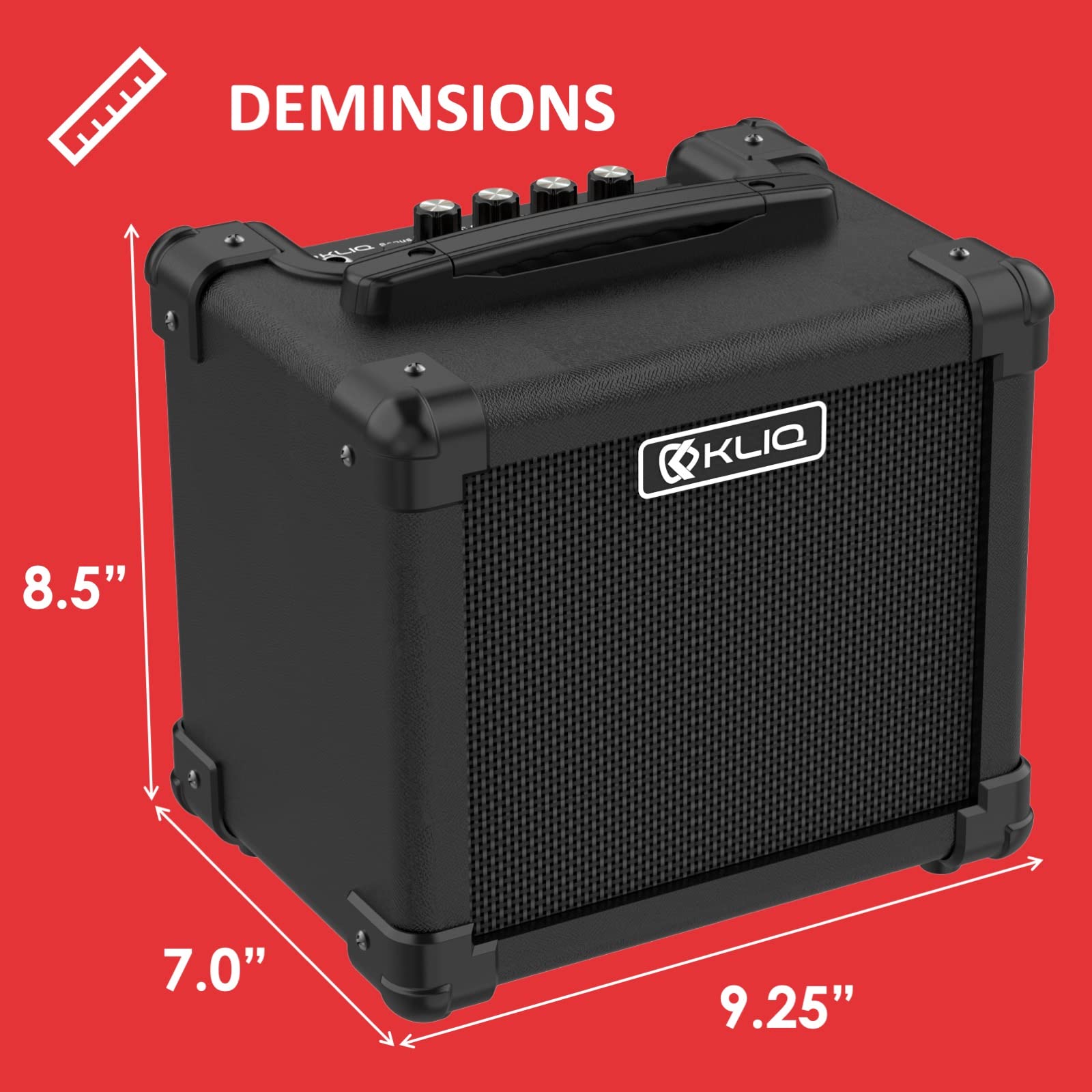 Kliq Sonus Dual Powered Mini Electric Guitar Amp With 5 Inch (10W) High Definition Speaker (Controls For Volume, Bass, Treble, D