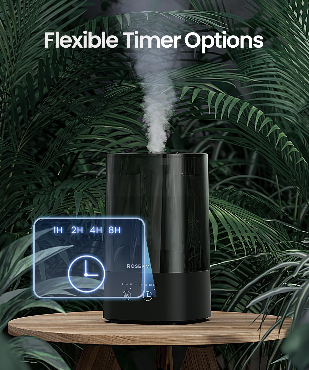 Rosekm 4.5L Humidifiers For Bedroom, Humidifiers For Home Large Room, Cool Mist Humidfiers For Baby And Plant With Timer, Adjust