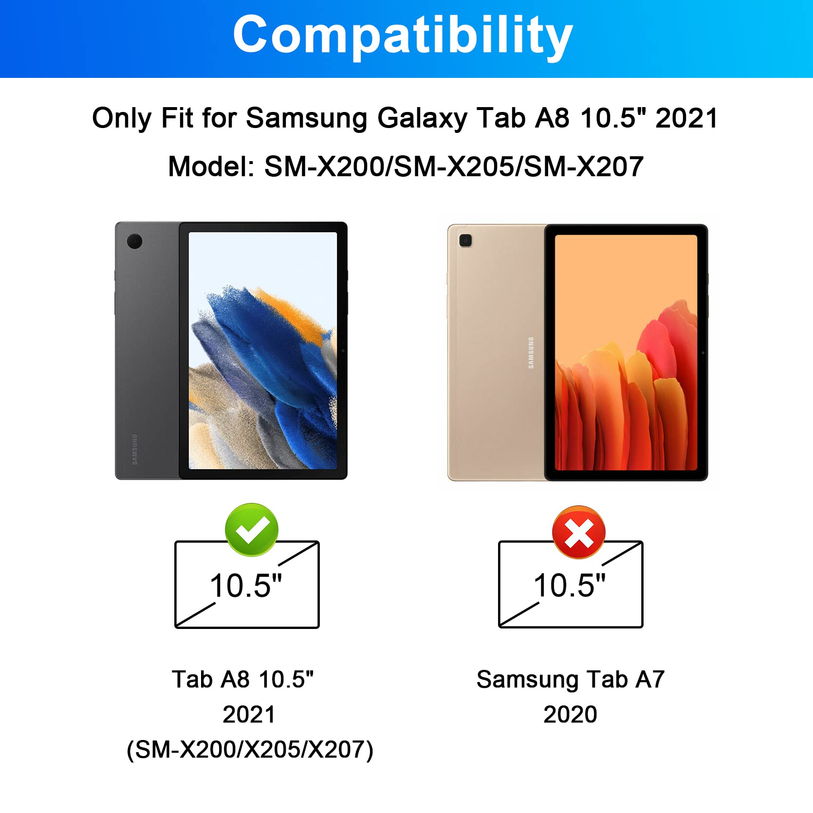 Soppy Backlit Keyboard Case With Mouse For Samsung Galaxy Tab A8 10.5 Inch 2022(Sm X200/X205/X207), Rechargeable   7 Colors  Wir