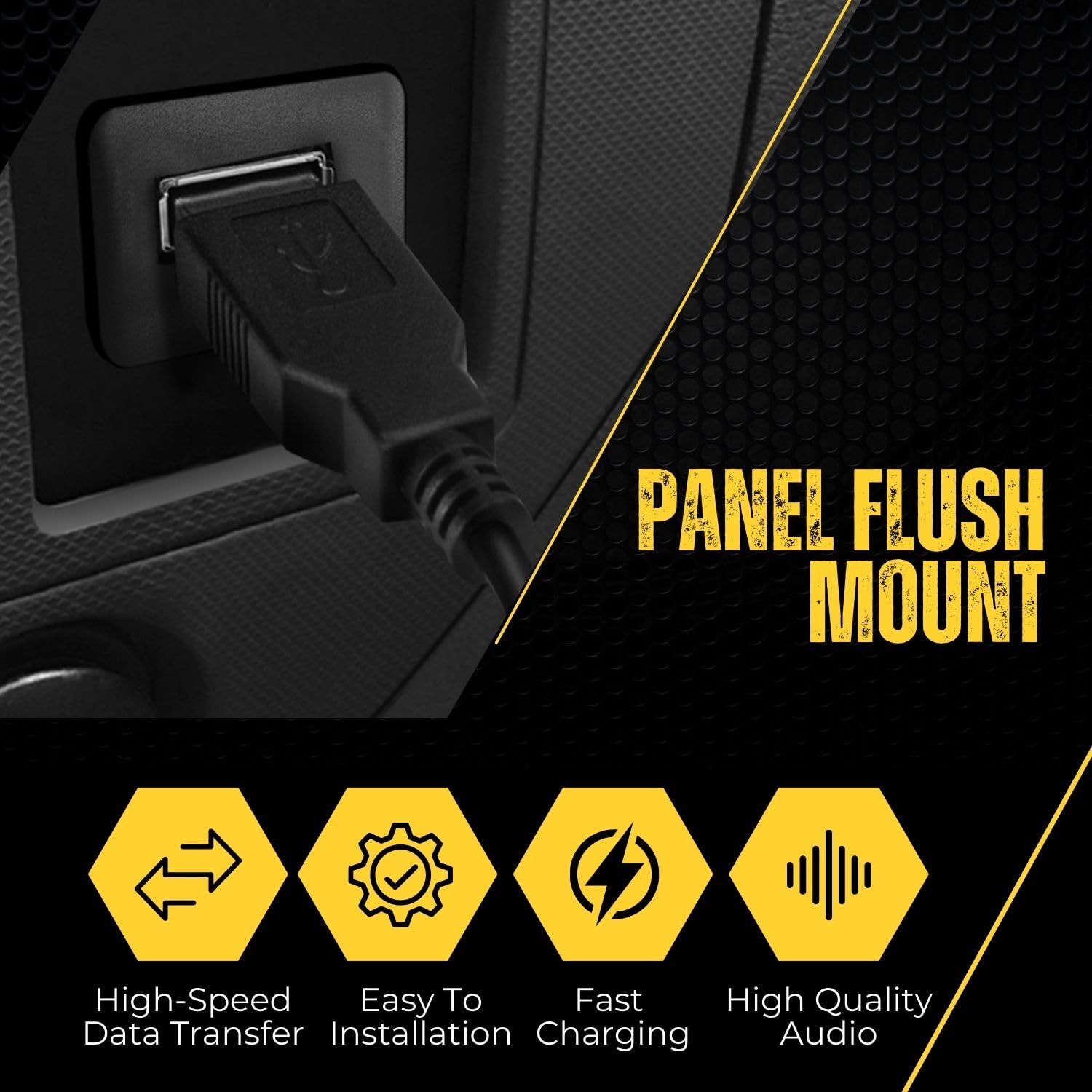Tnp Usb 3.0 Flush Mount Cable W/Buckle (Square) Dashboard Panel Dash Mount 1 Port Usb Socket Plug Jack Connector Extension Wire