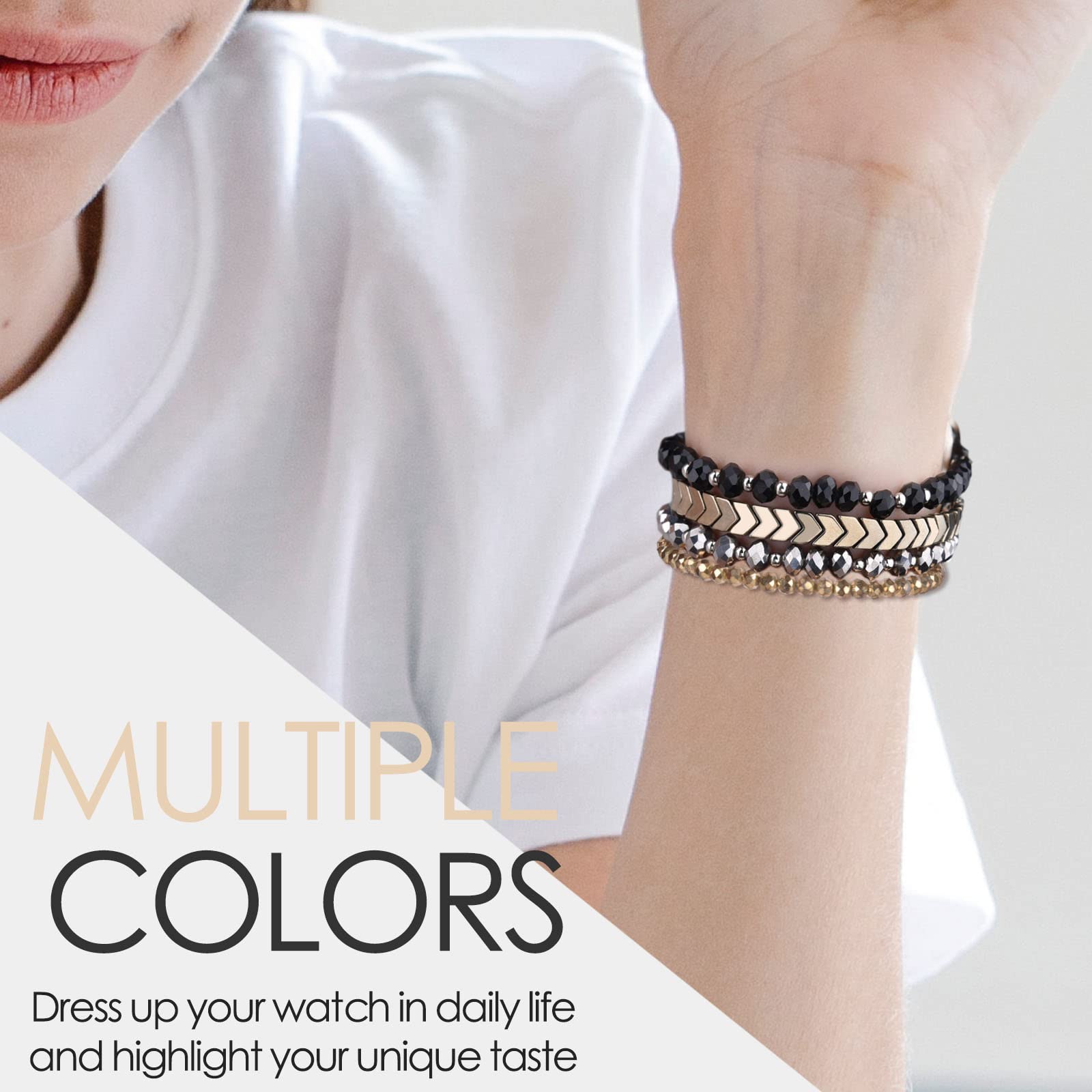 Mofree Beaded Bracelet Compatible With Apple Watch Band 42Mm/44Mm/45Mm/49Mm/46Mm Series 10/9/8/7/Se/6/5/4/3/2/1/Ultra Women Fash