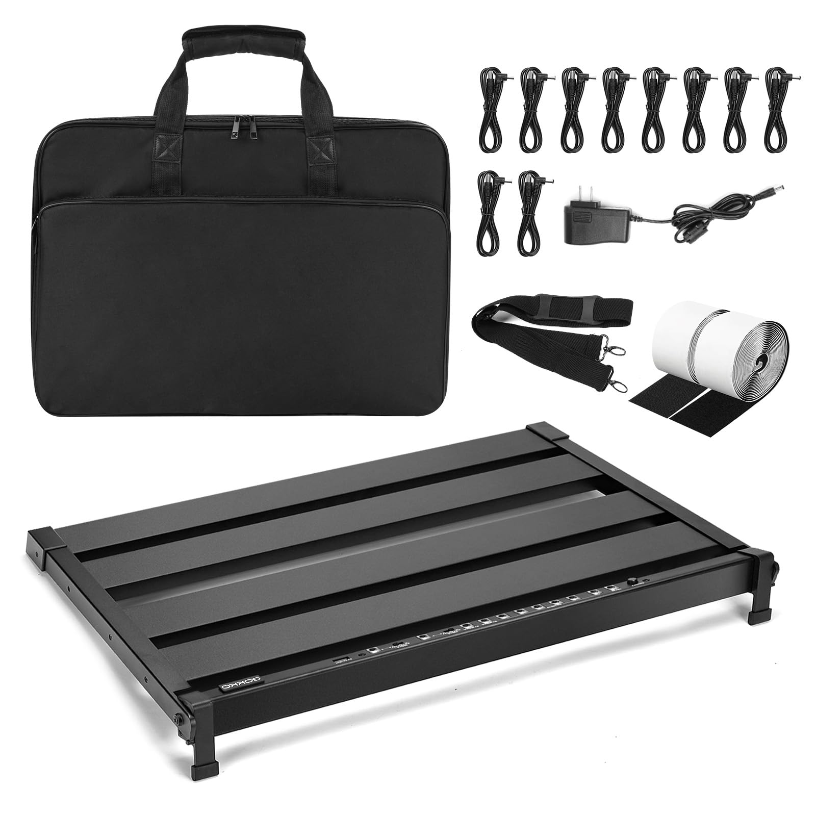 Gokko 20.5'' X 13.8'' Pedal Board With Integrated Power Supply, Aluminum Folding Powered Guitar Pedalboard With Carry Bag (Gk 58
