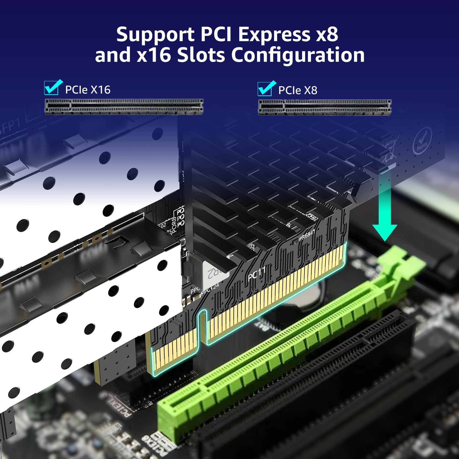 10Gb Sfp+ Pcie Nic Network Card With Dual 10Gbps Sfp+ Port, Intel 82599(X520 Da2) Chip, Vimin 10G Ethernet Lan Adapter Support W