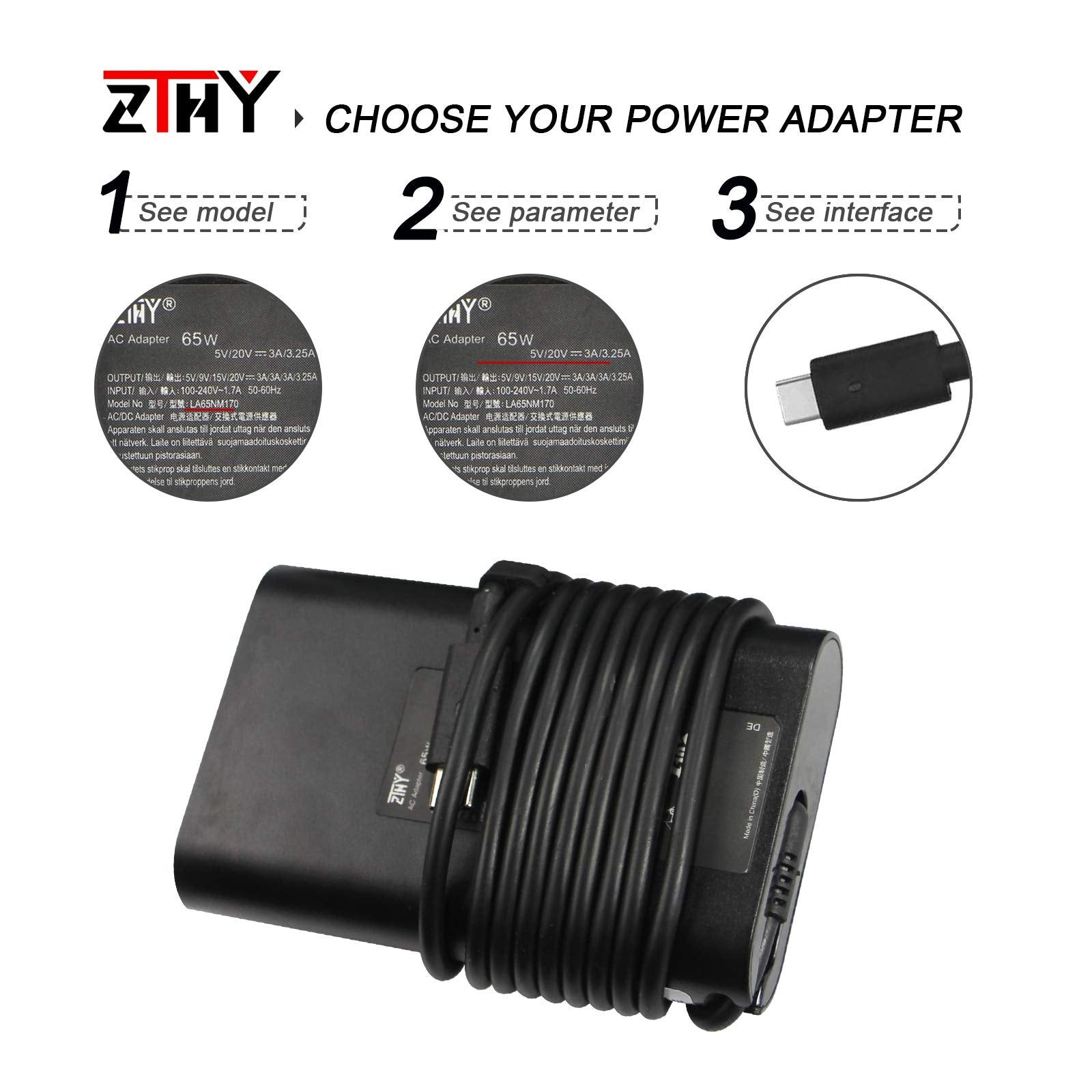 New 65W Usb C Type C Ac Adapter Laptop Charger Replacement For Dell Latitude 5290 7200 7210 7400 7389 7390 2 In 1 7300 7320 7310