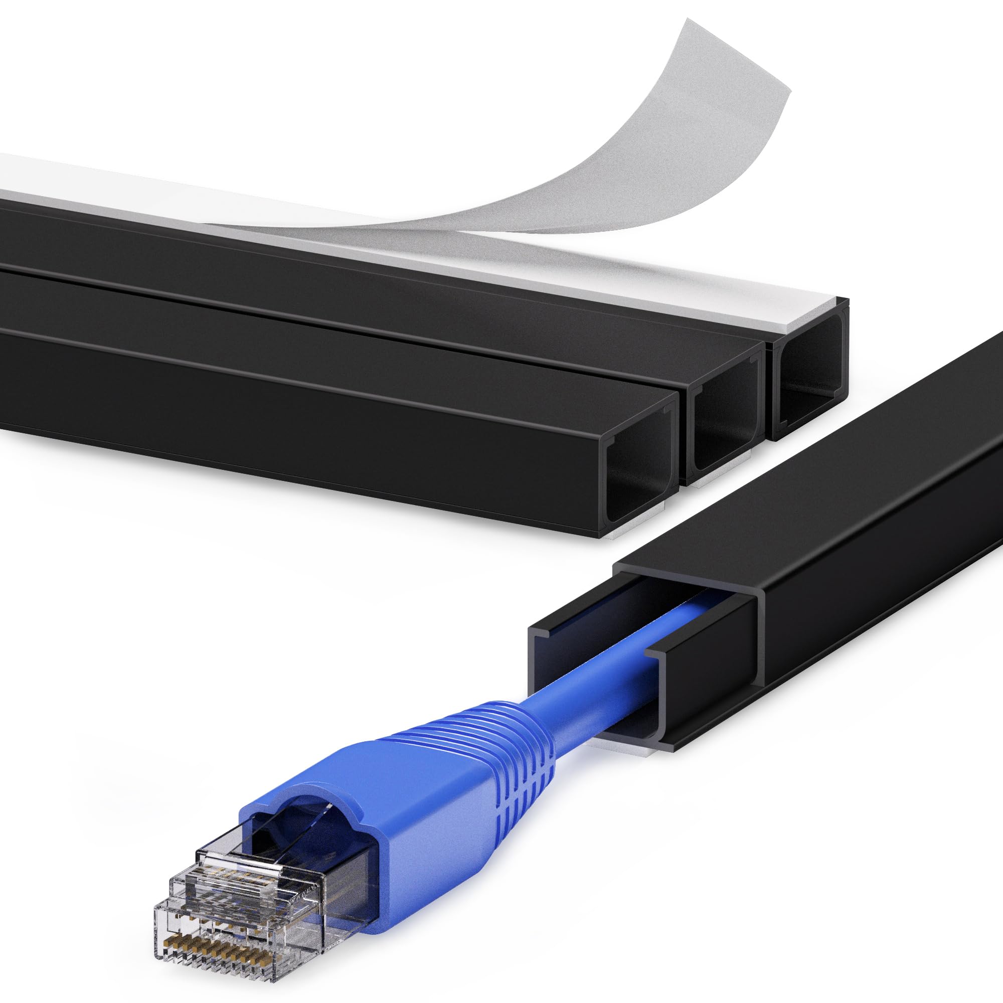 Cord Hider Wall For One Cord 68In (4X L17In), Zhiyo Cord Covers For Wires On Wall, Easy Install Cable Cover Wall, Black Cable Ra