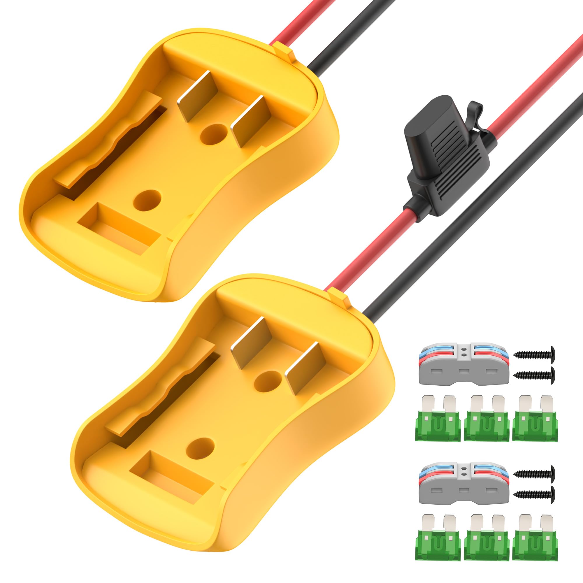 Rvboatpat 2Pcs 20V Battery Adapter For Power Wheel Battery Adapter Battery Converter Kit 12 Awg Wire With Fuses And Connectors F