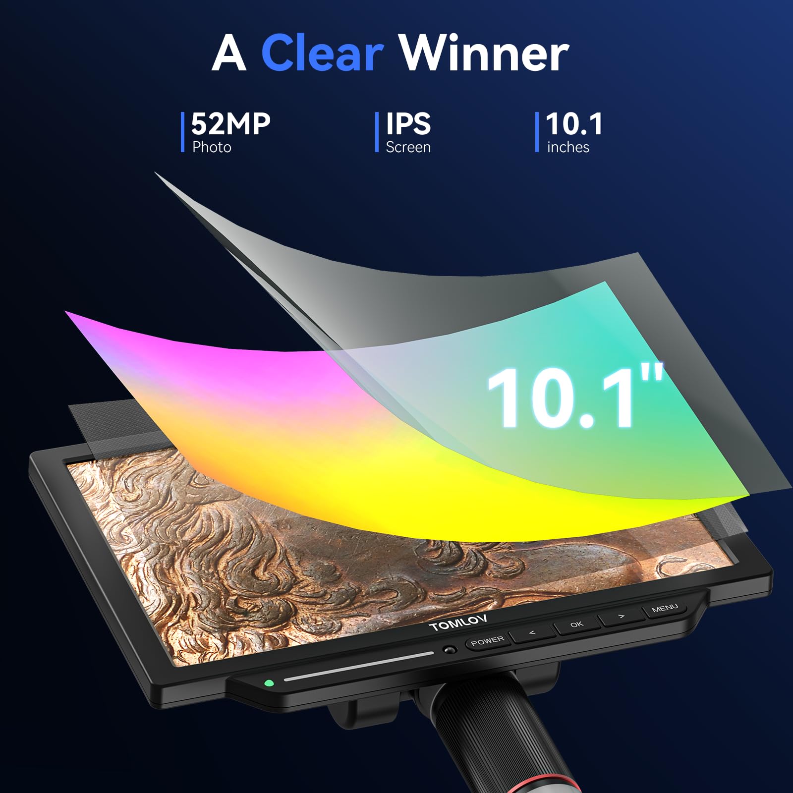 Tomlov Tm4K Max 4K Digital Microscope 2000X, 52Mp Spin Arm Soldering Microscope For Adults, 10.1'' Hdmi Electronics Repair Micro