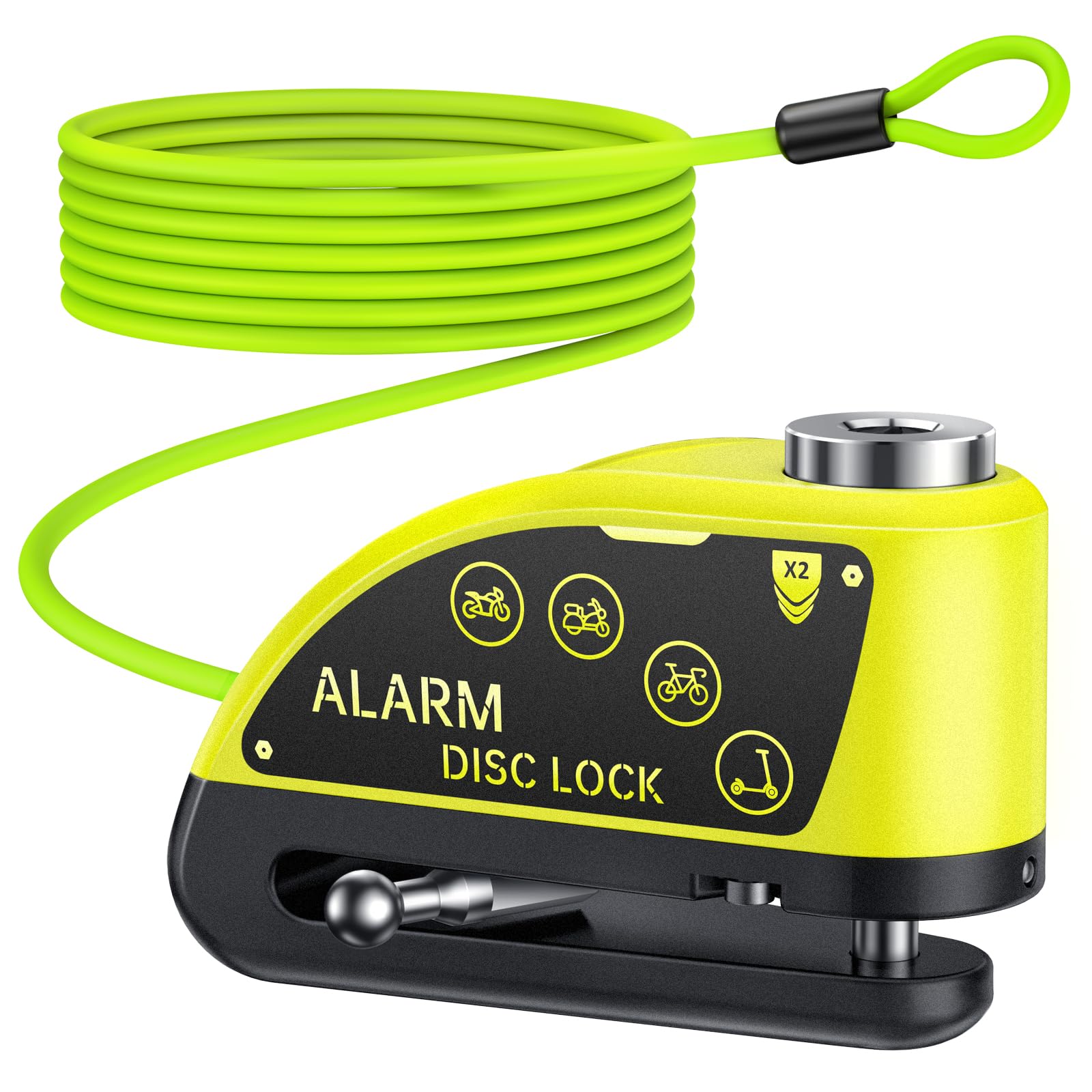 Onvian Rechargeable Motorcycle Lock With 6Ft Steel Wire Anti Theft Cable, For 7Mm Pin Ebike Electric Scooter Motorcycle Helmet W