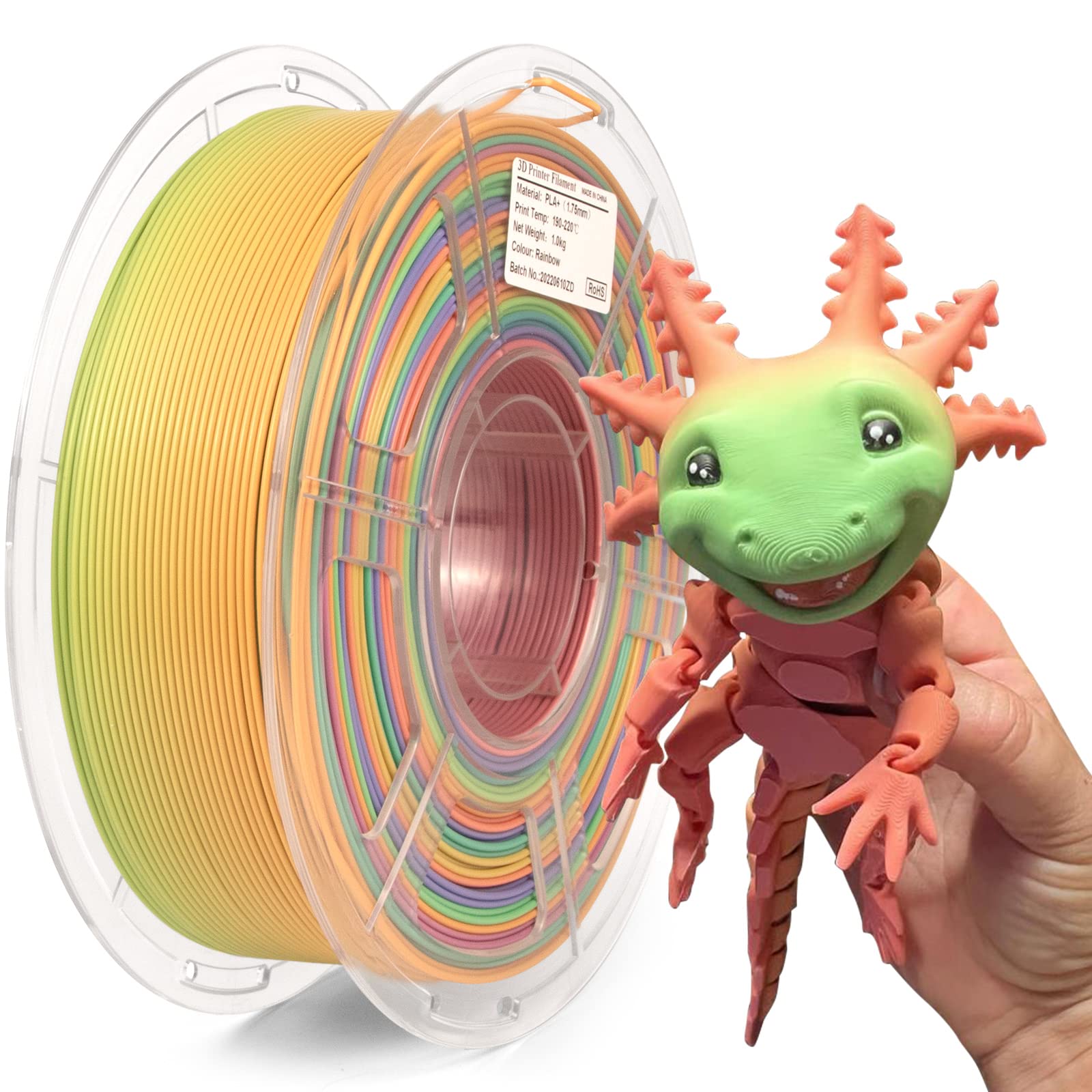 Pla+ 3D Printer Filament, Pla Filament 1.75Mm Rainbow Pla, Color Change Filament Dimensional Accuracy +/  0.02 Mm,1 Kg Spool