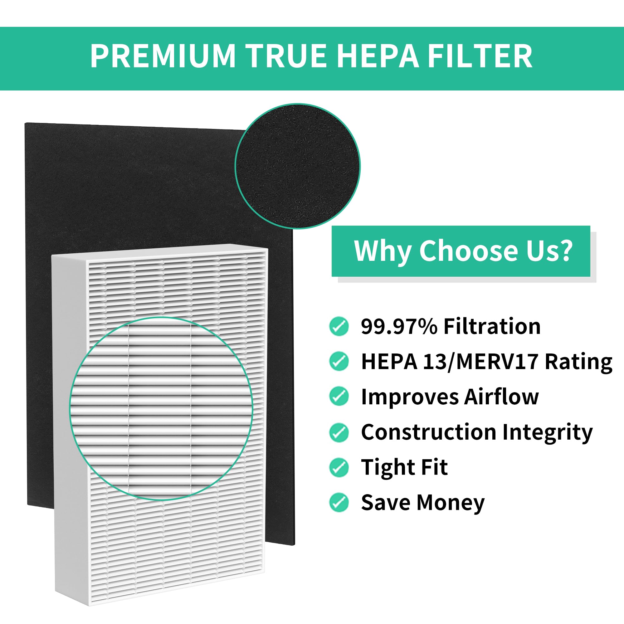 Musslan 6 Pack Hpa300 Hepa Filter Replacement R With 8 Pack Activated Carbon Pre Filter A For Honeywell Air Purifier Hpa 100/200
