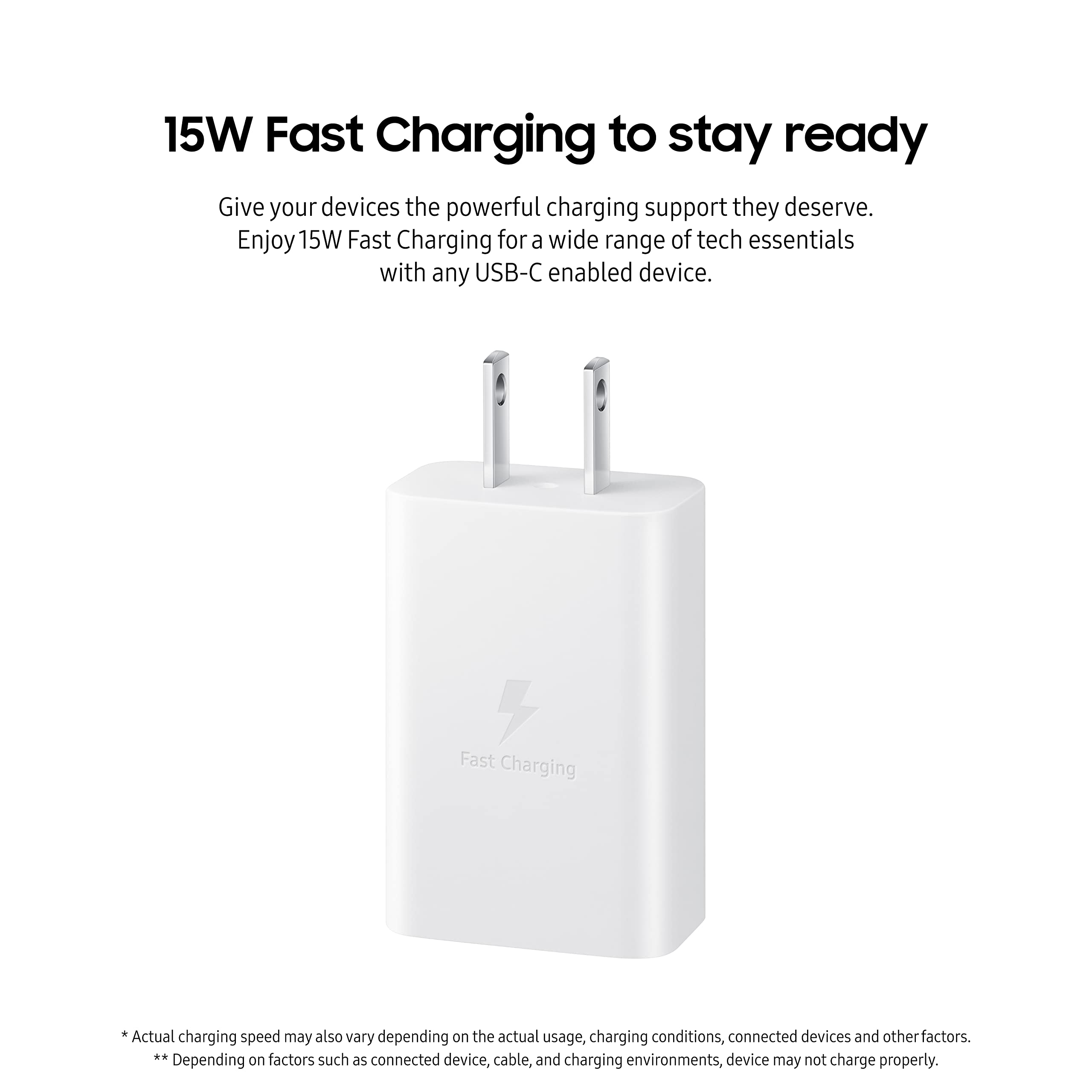 Samsung 15W Wall Charger Type C (Usb-C Cable Included), White