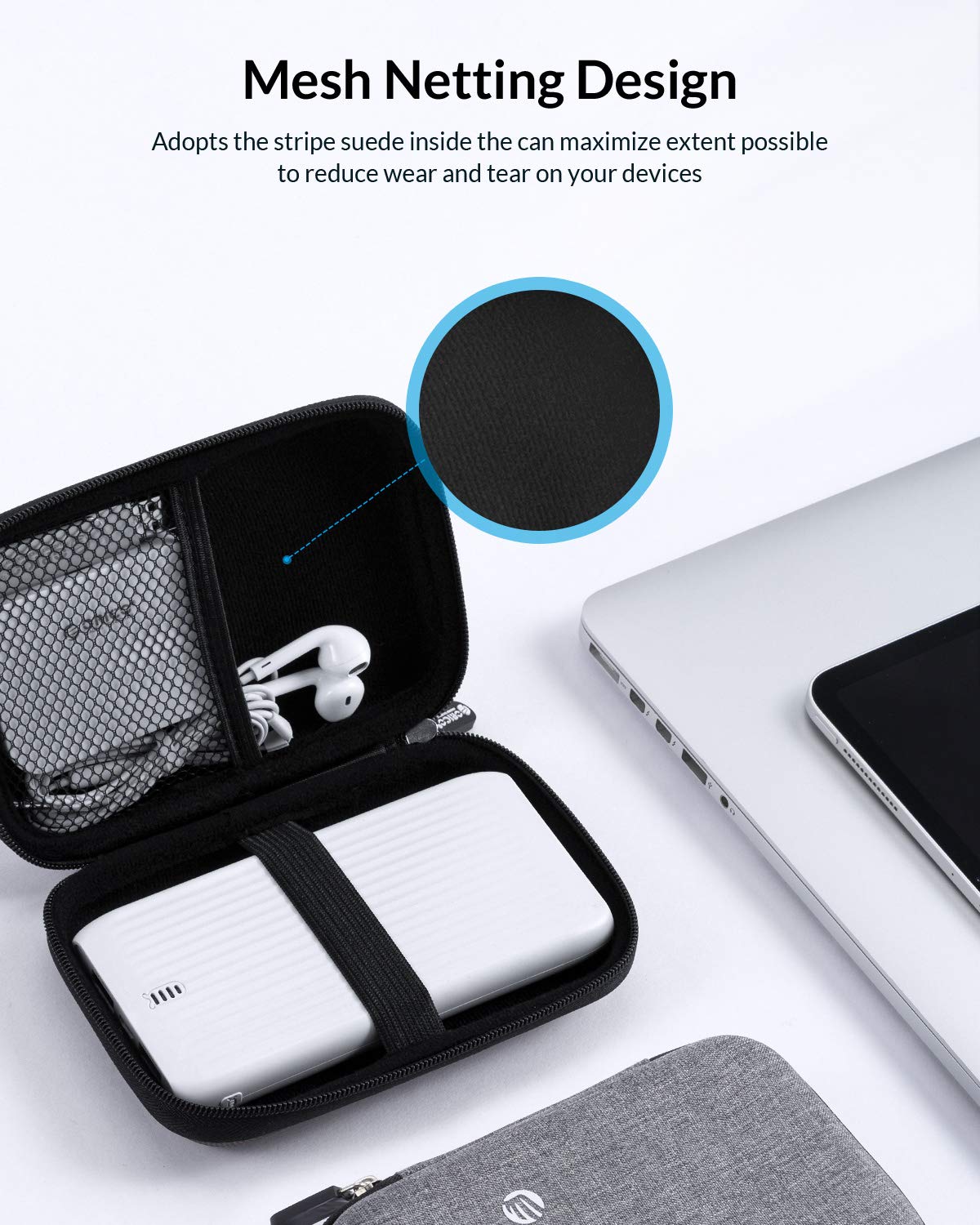 ORICO Hard Drive Case 2.5 inch External Drive Storage Carrying Bag Waterproof Shockproof with Inner Size 5.5x3.5x1.0inch for Organizing HDD and Electronic Accessories,Grey(PHD 25)