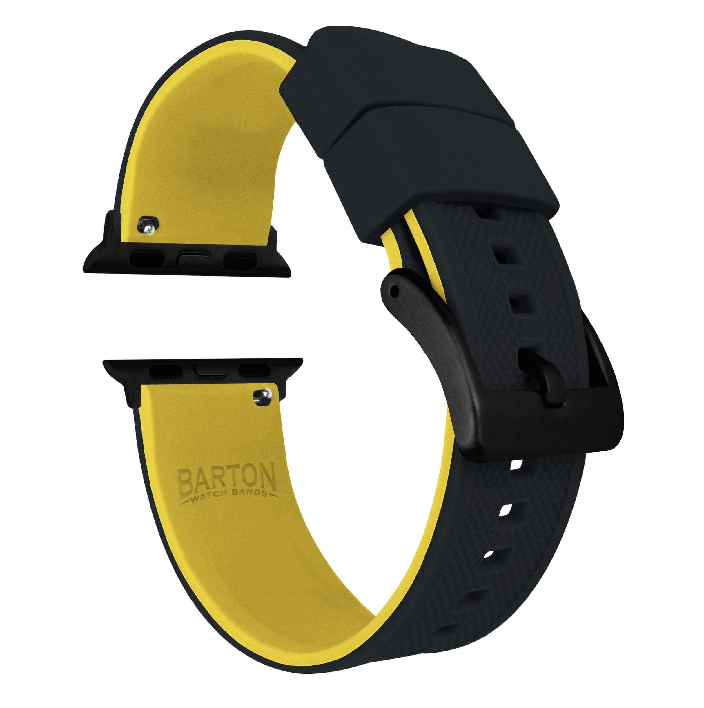 Black & Yellow 38Mm/40Mm/41Mm   Barton Elite Silicone Watch Bands   Black Buckle
