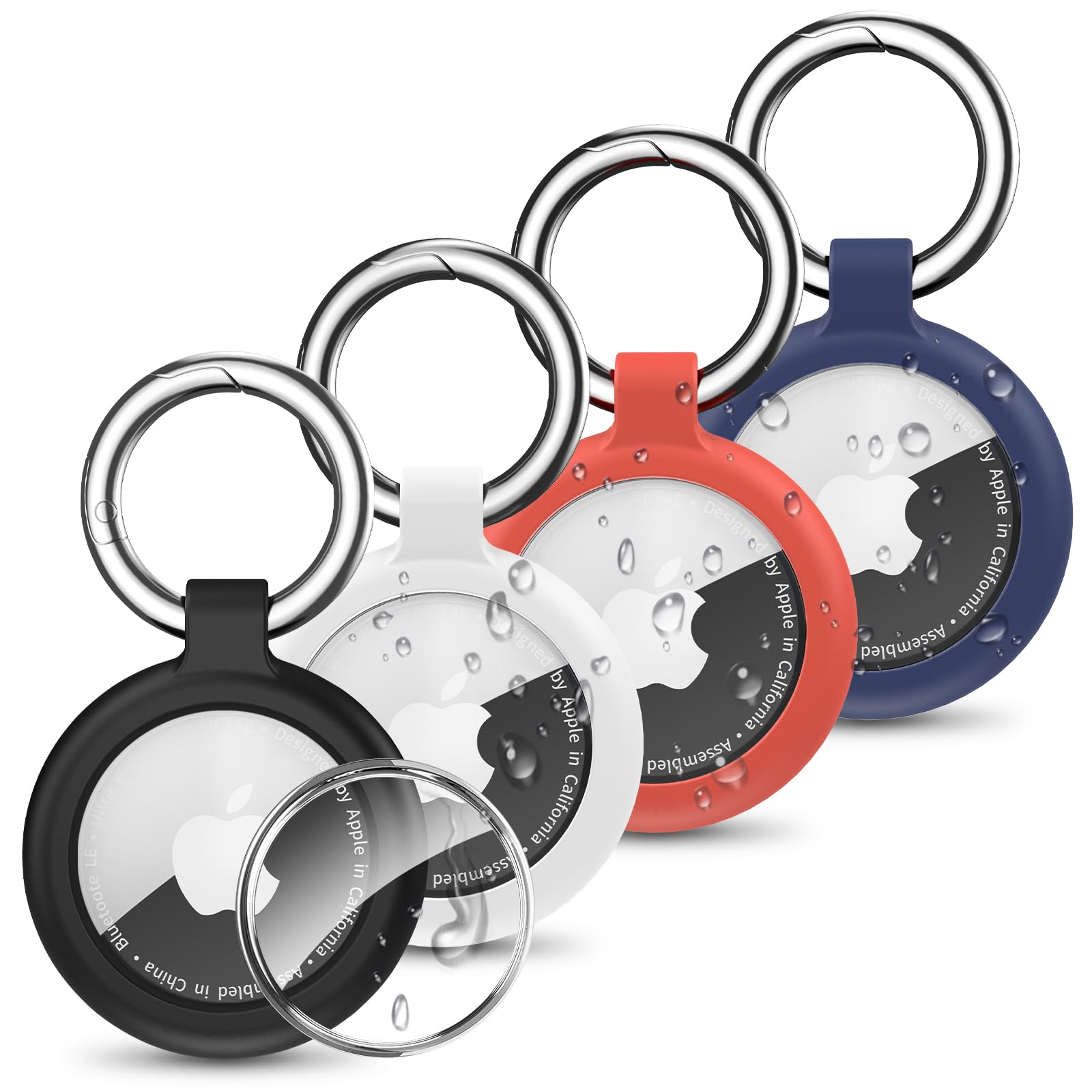 Apple Airtag Holder, 4 Pack Aitag Case Super Slim & Hold Air Tag Securely, Waterproof Tpu Cover Protective Case With Keychain Ke