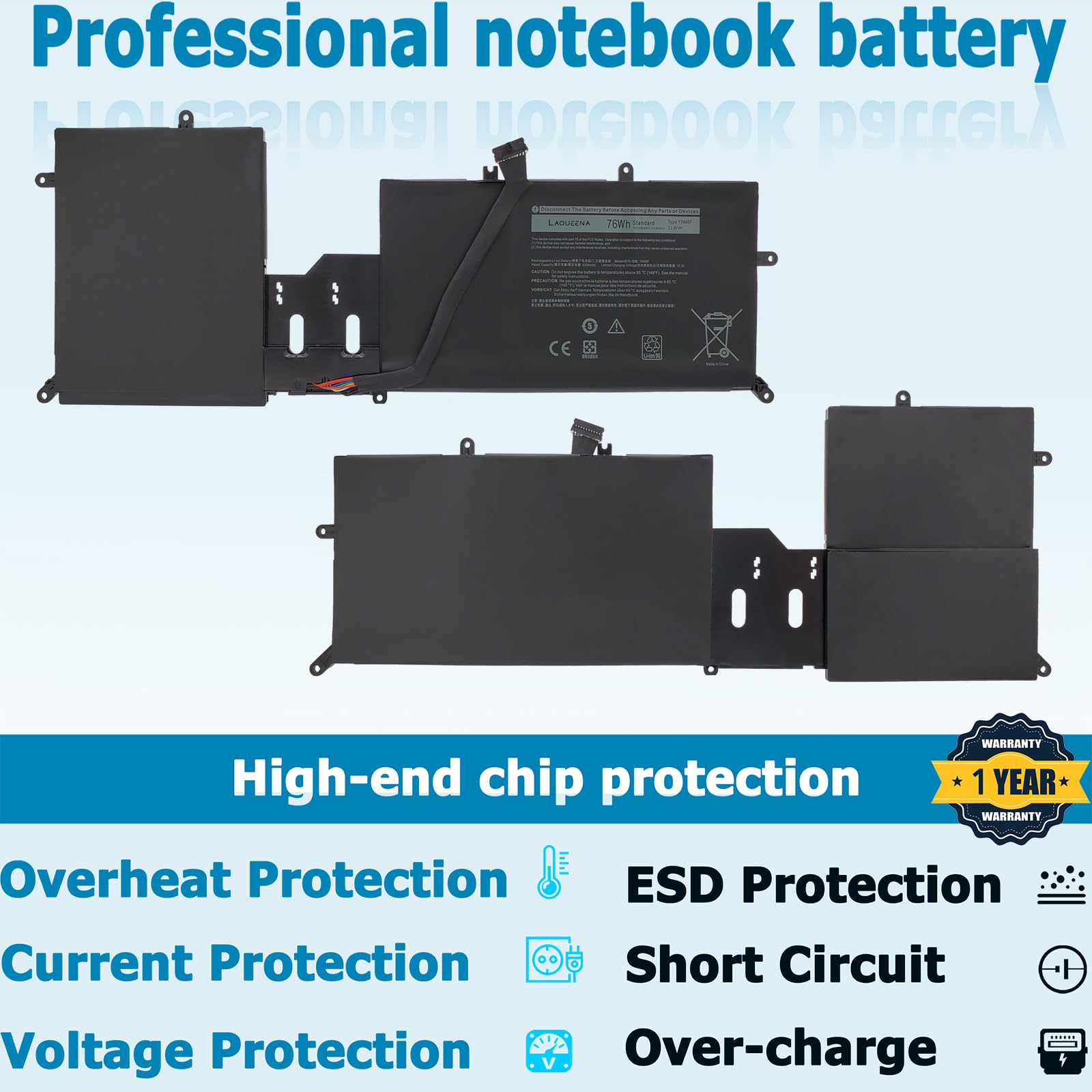 Laqueena Y9M6F Laptop Battery Compatible With Dell Alienware M15 R2 P87F Alienware M17 R2 P41E Series 0Y9M6F 8K84V 08K84V 11.4V