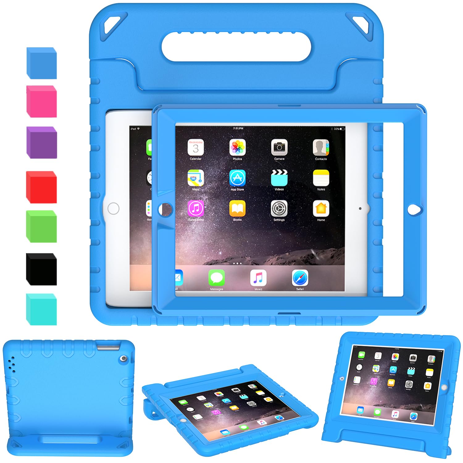 Avawo Kids Case For Ipad 2 3 4 (Old Model) 9.7 Inch   Light Weight Shock Proof Convertible Handle Stand Kids Friendly For Ipad 2