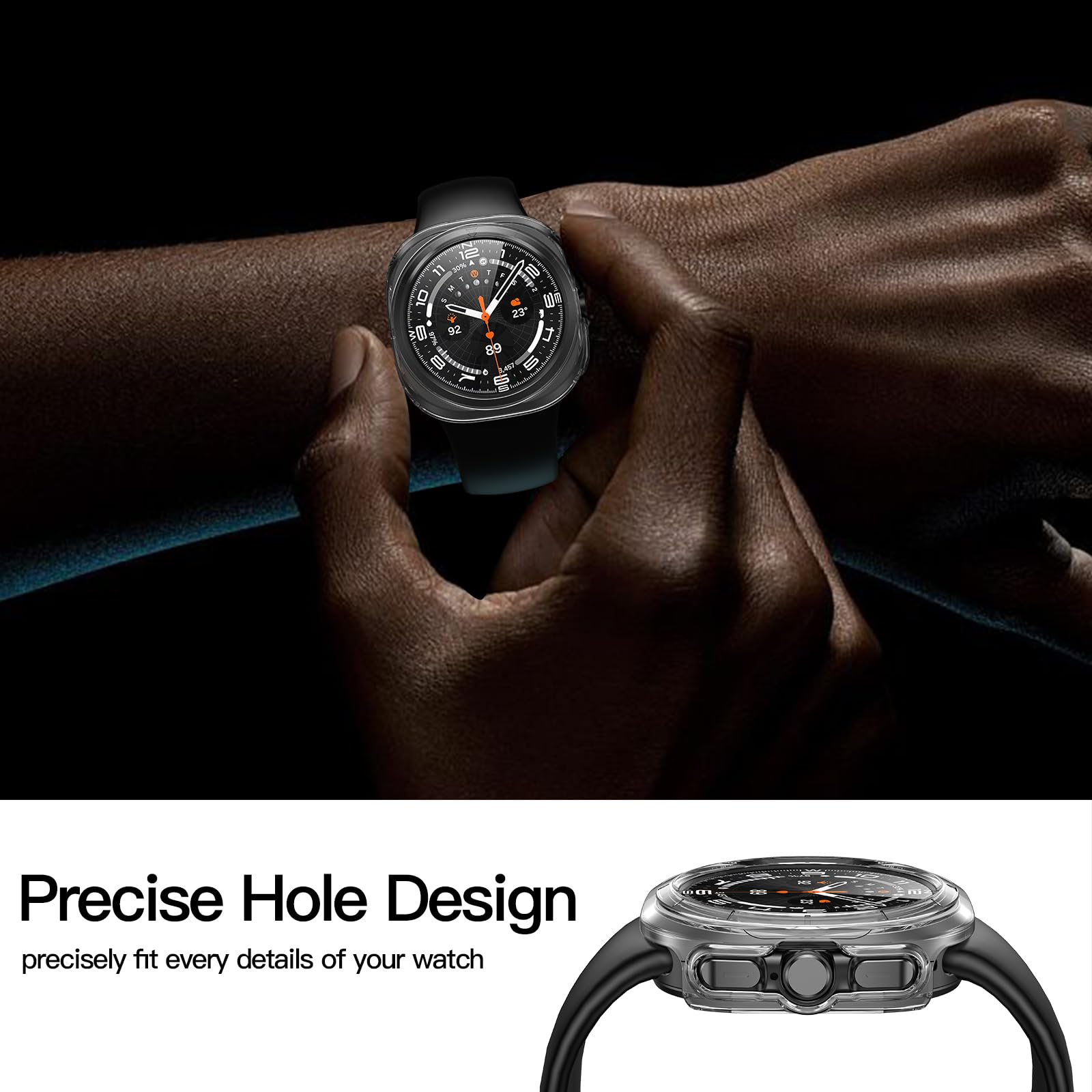 Misxi 2 Pack Hard Pc Case With Screen Protector Tempered Glass For Samsung Galaxy Watch Ultra 47Mm, Scratch Resistant Anti Slip